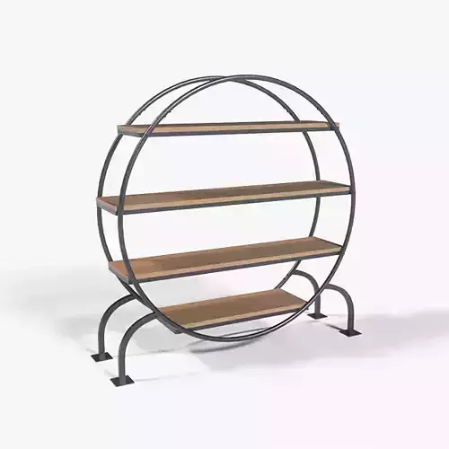 Round Books Shelve wood oak