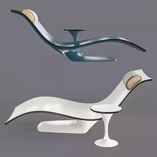 water pool lounge chair and table 3D model