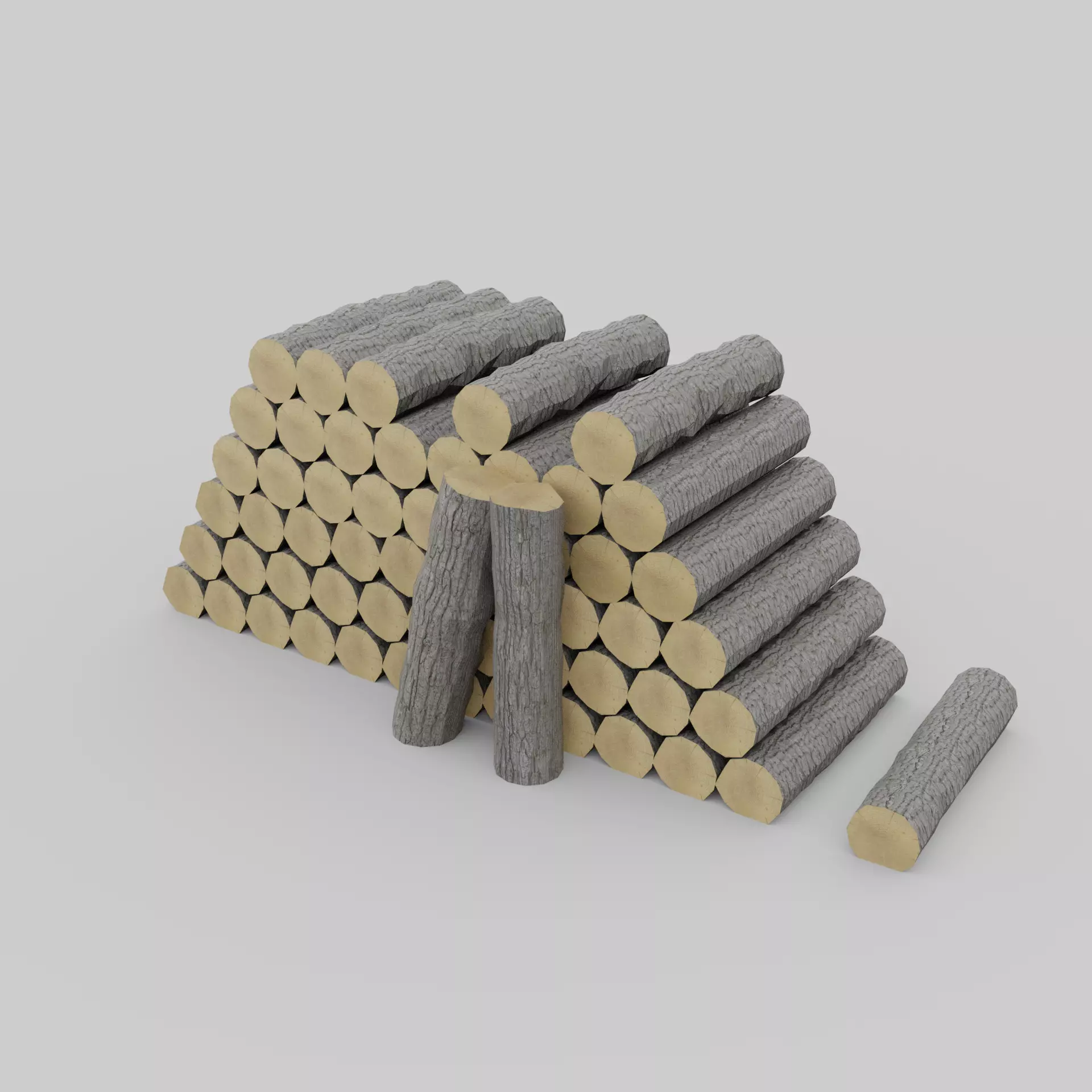 Firewood Pile Free low-poly 3D model_0