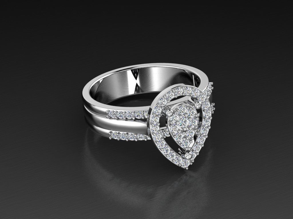 Diamond Jewelry Heart Ring  3D print model_11