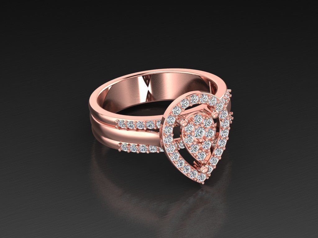 Diamond Jewelry Heart Ring  3D print model_1
