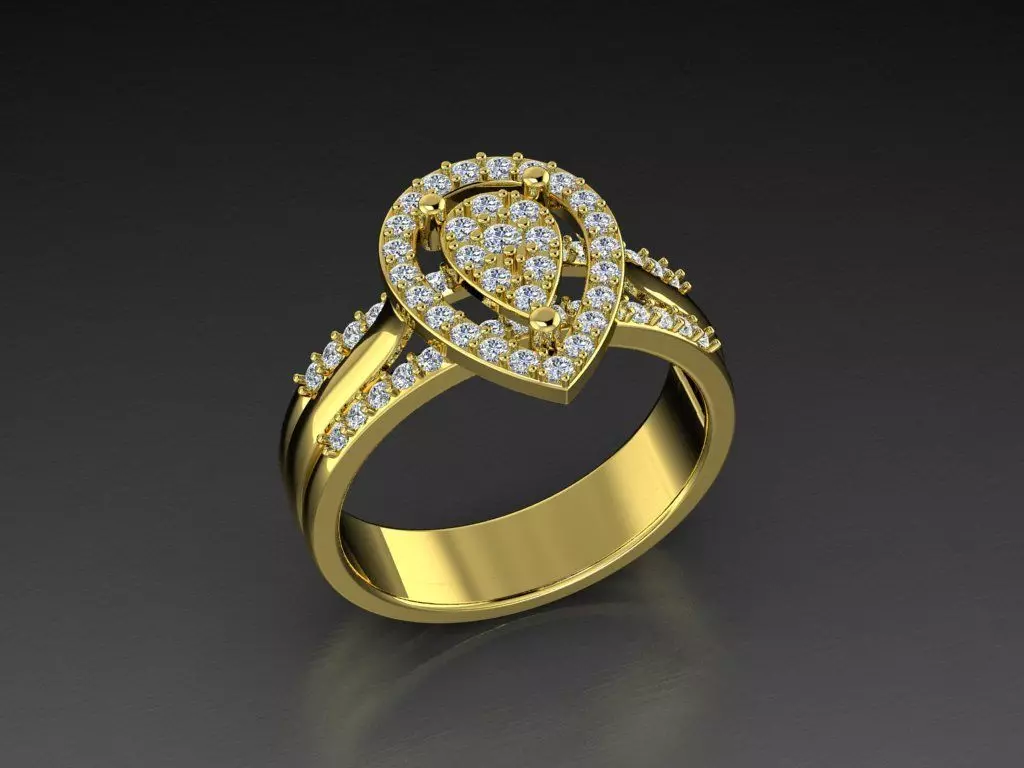Diamond Jewelry Heart Ring  3D print model_0