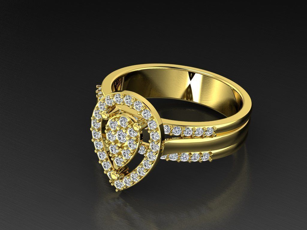 Diamond Jewelry Heart Ring  3D print model_13