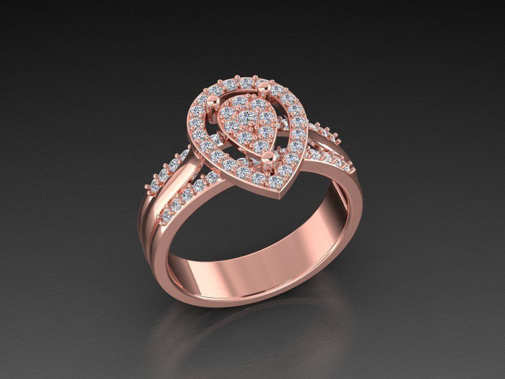 Diamond Jewelry Heart Ring  3D print model_8