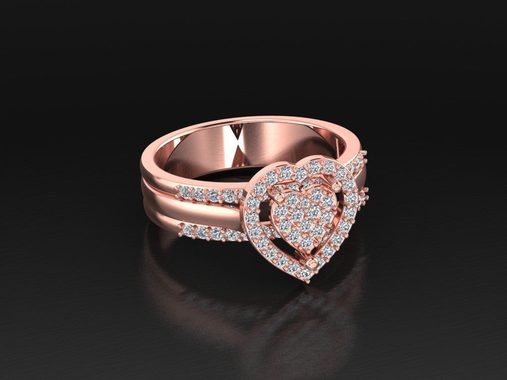 Diamond Jewelry Heart Ring 3D print model 3D print model_1