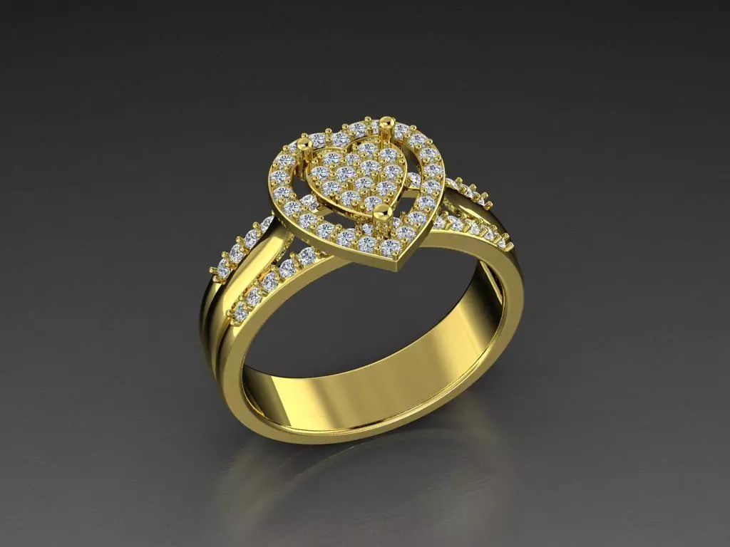 Diamond Jewelry Heart Ring 3D print model 3D print model_0