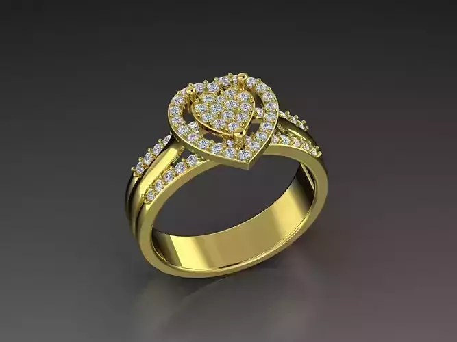 Diamond Jewelry Heart Ring 3D print model 3D print model