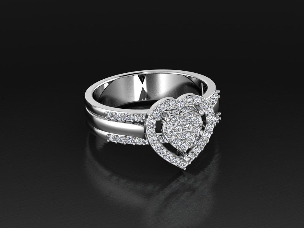 Diamond Jewelry Heart Ring 3D print model 3D print model_11
