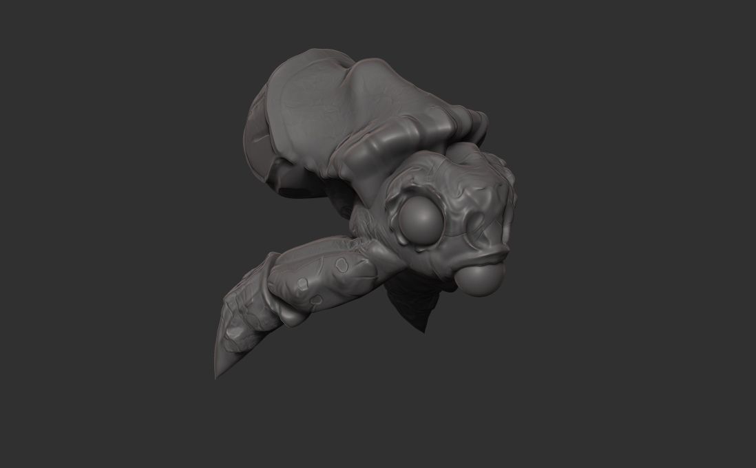 Aqua creature sculpt model 3D model_1