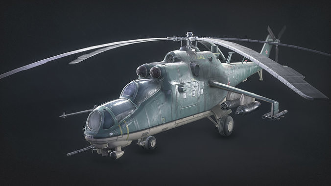 Helicopter Mi-24 Game-Ready Low-poly 3D model