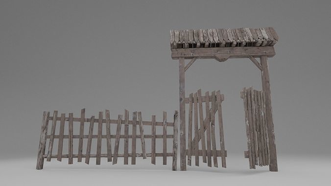 Wooden Gate Low-poly 3D model