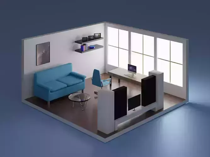 Stylized BedRoom Modular Low poly - 25 Assets