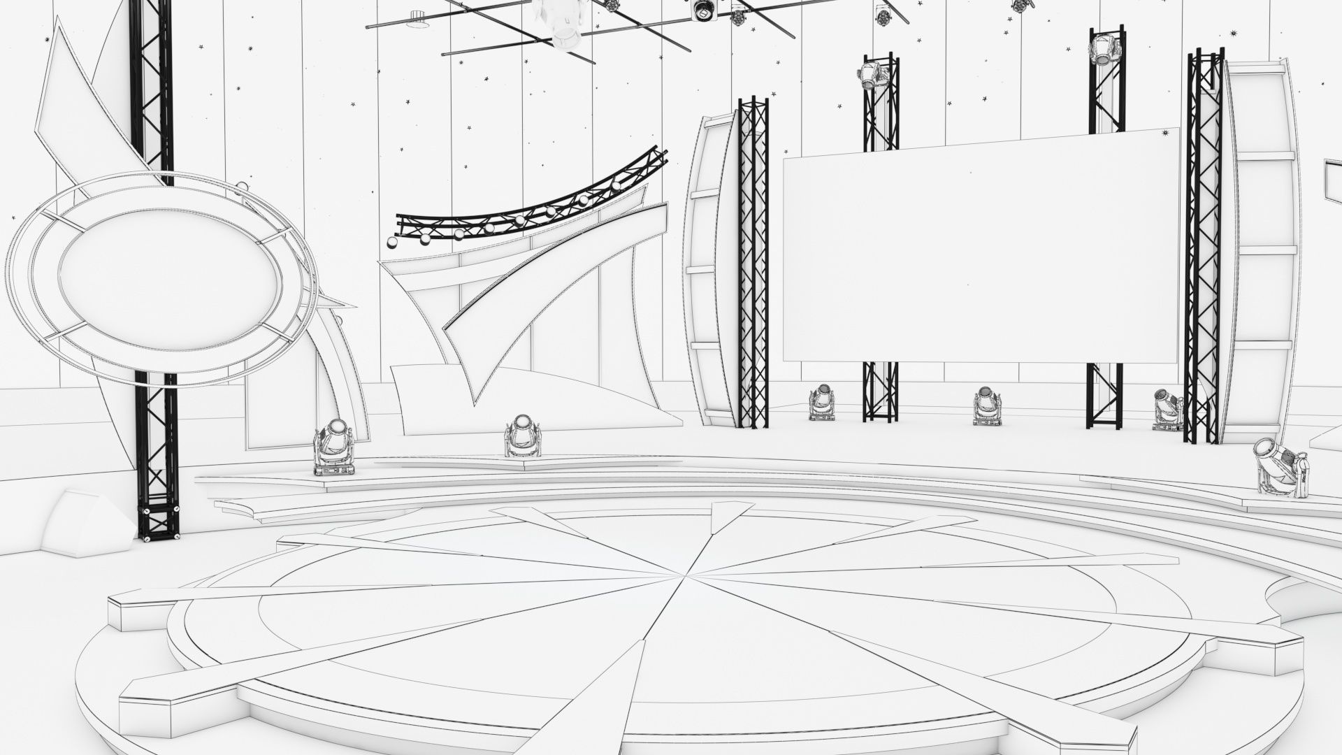 Virtual TV Studio Entertainment Set 5 3D model_12