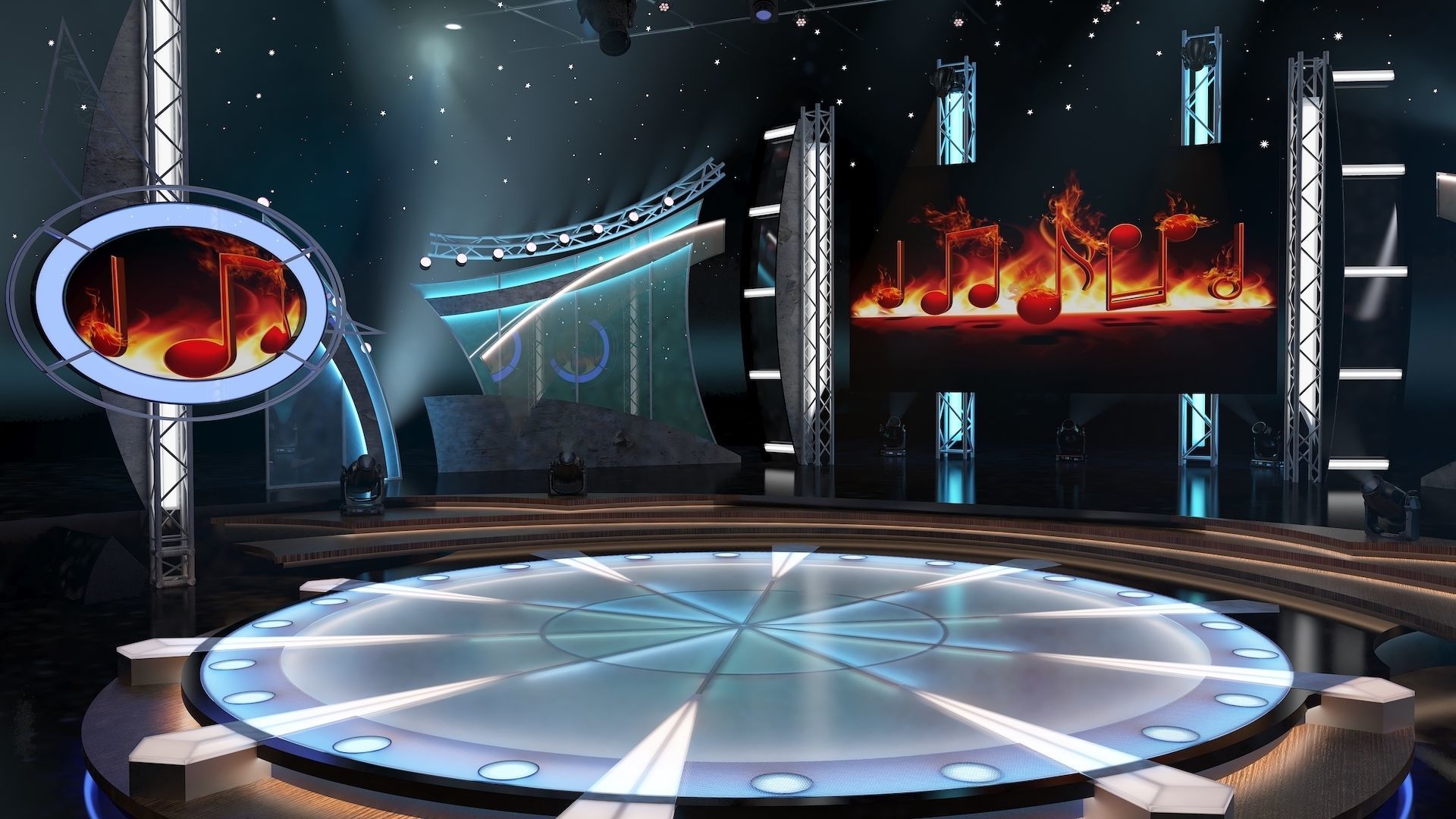 Virtual TV Studio Entertainment Set 5 3D model_11