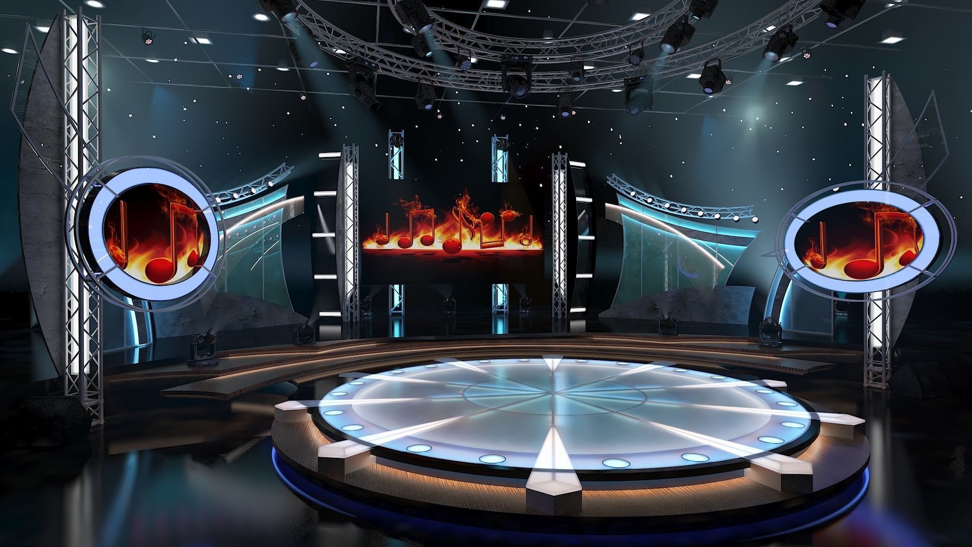 Virtual TV Studio Entertainment Set 5 3D model_5