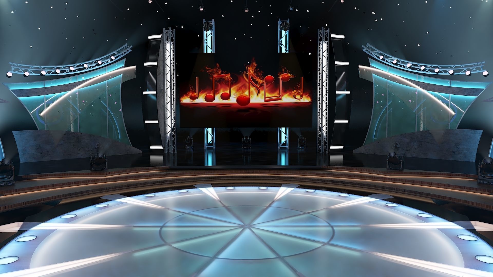 Virtual TV Studio Entertainment Set 5 3D model_3