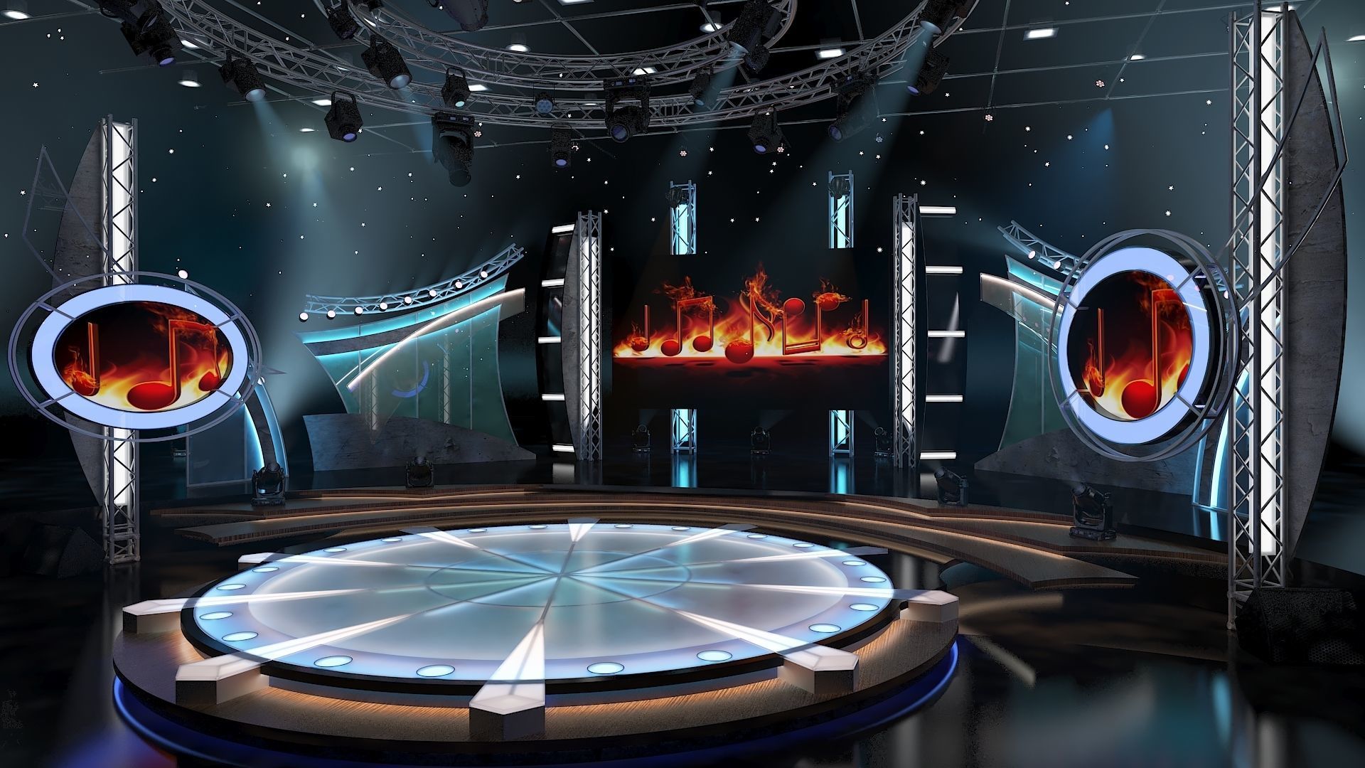 Virtual TV Studio Entertainment Set 5 3D model_7
