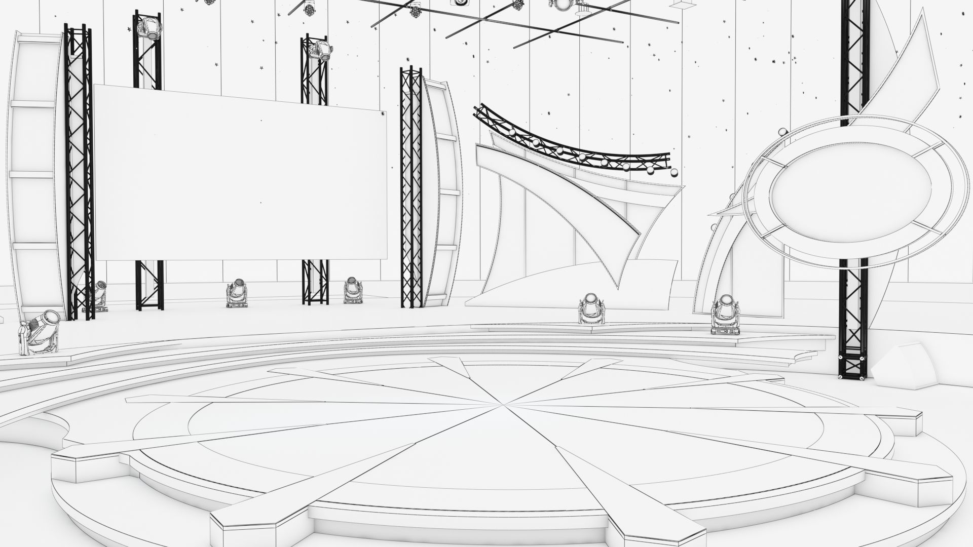 Virtual TV Studio Entertainment Set 5 3D model_8