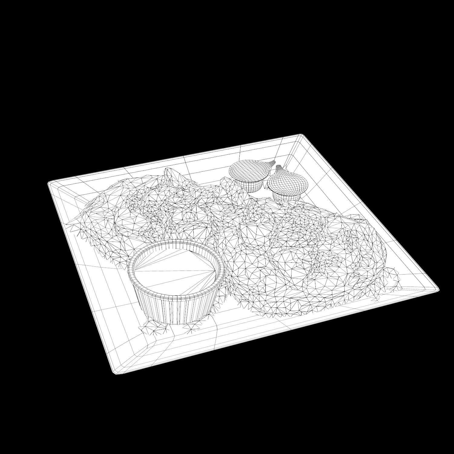 Strawberry shortcake Pancakes Low-poly 3D model_16