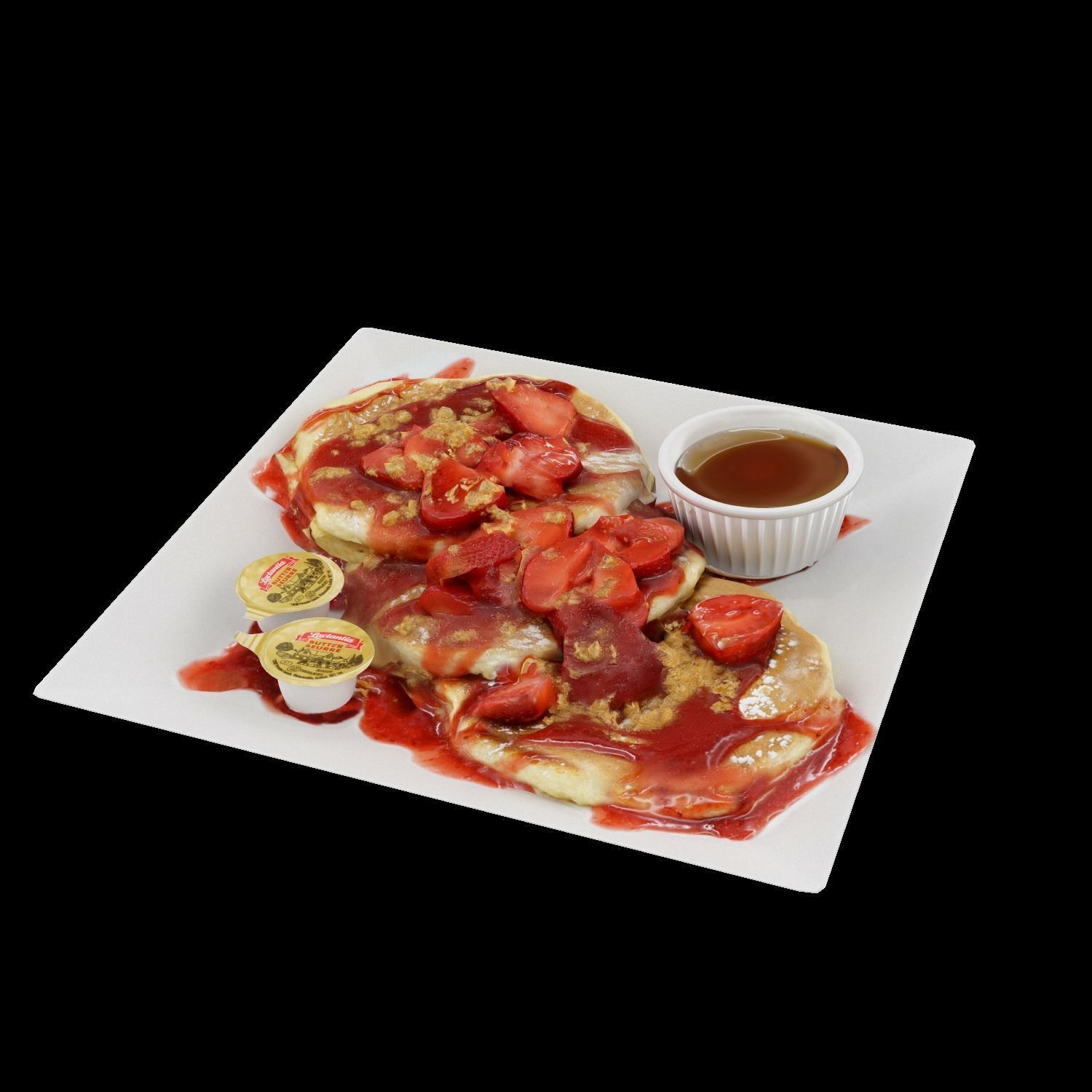 Strawberry shortcake Pancakes Low-poly 3D model_7