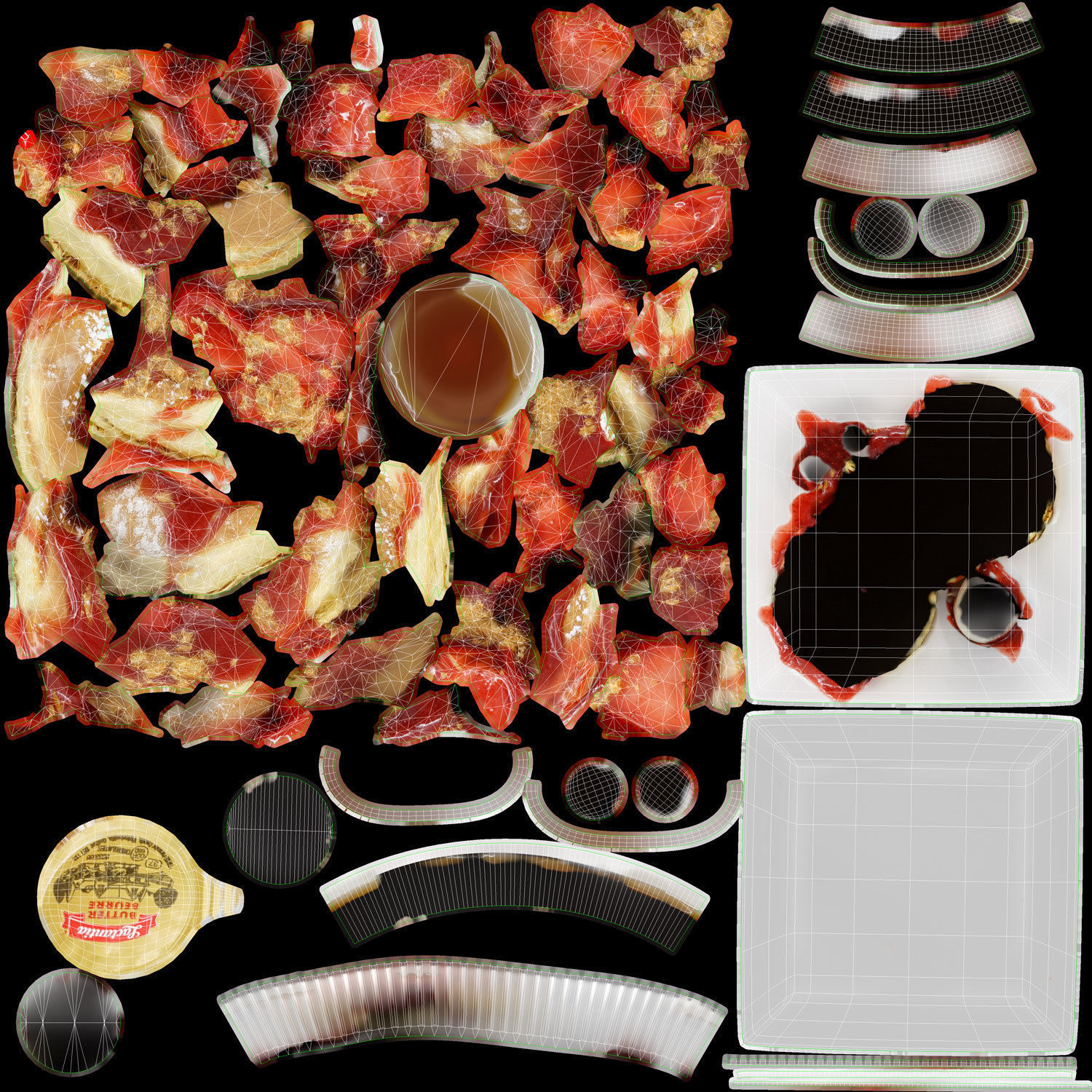 Strawberry shortcake Pancakes Low-poly 3D model_11