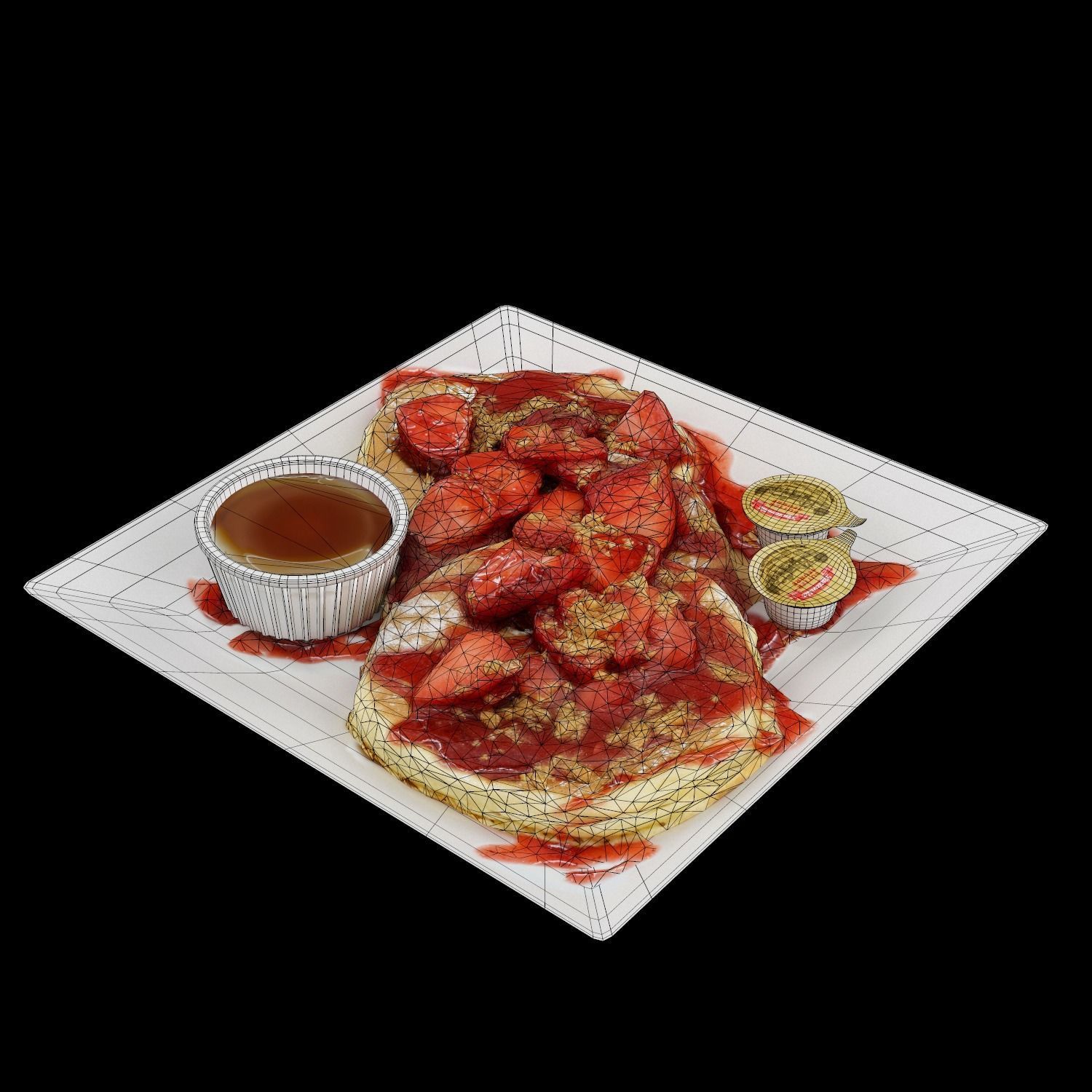 Strawberry shortcake Pancakes Low-poly 3D model_4