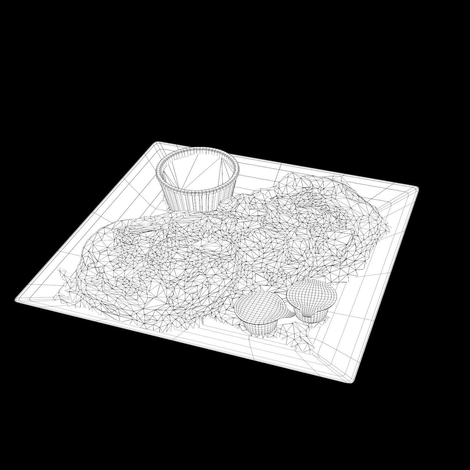 Strawberry shortcake Pancakes Low-poly 3D model_14