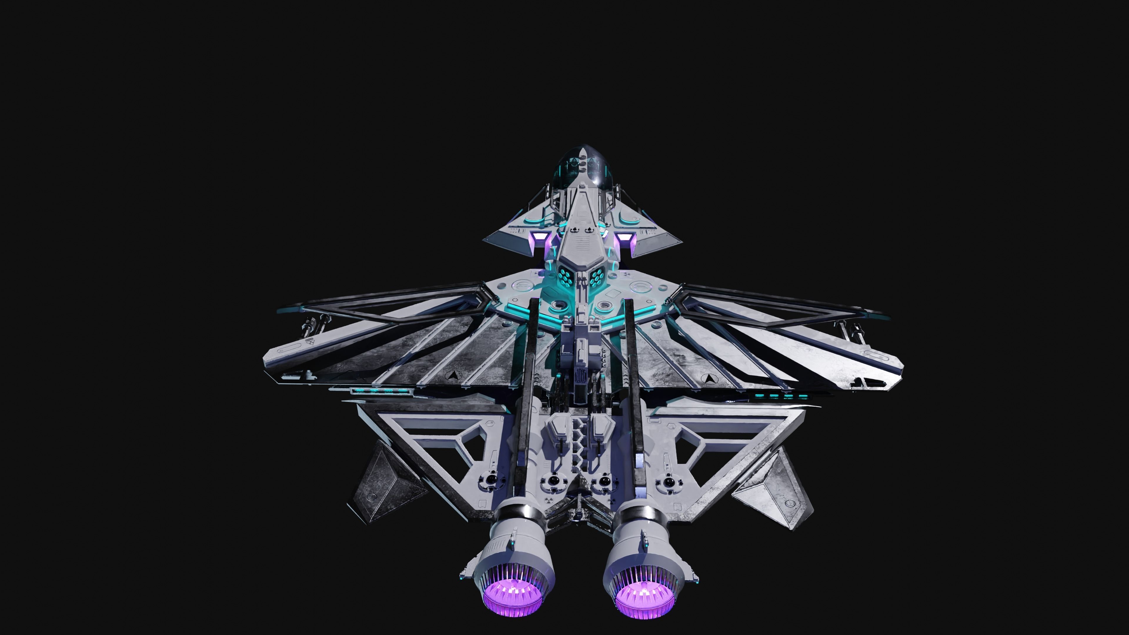 Spaceship with Cockpit Low-poly 3D model_11