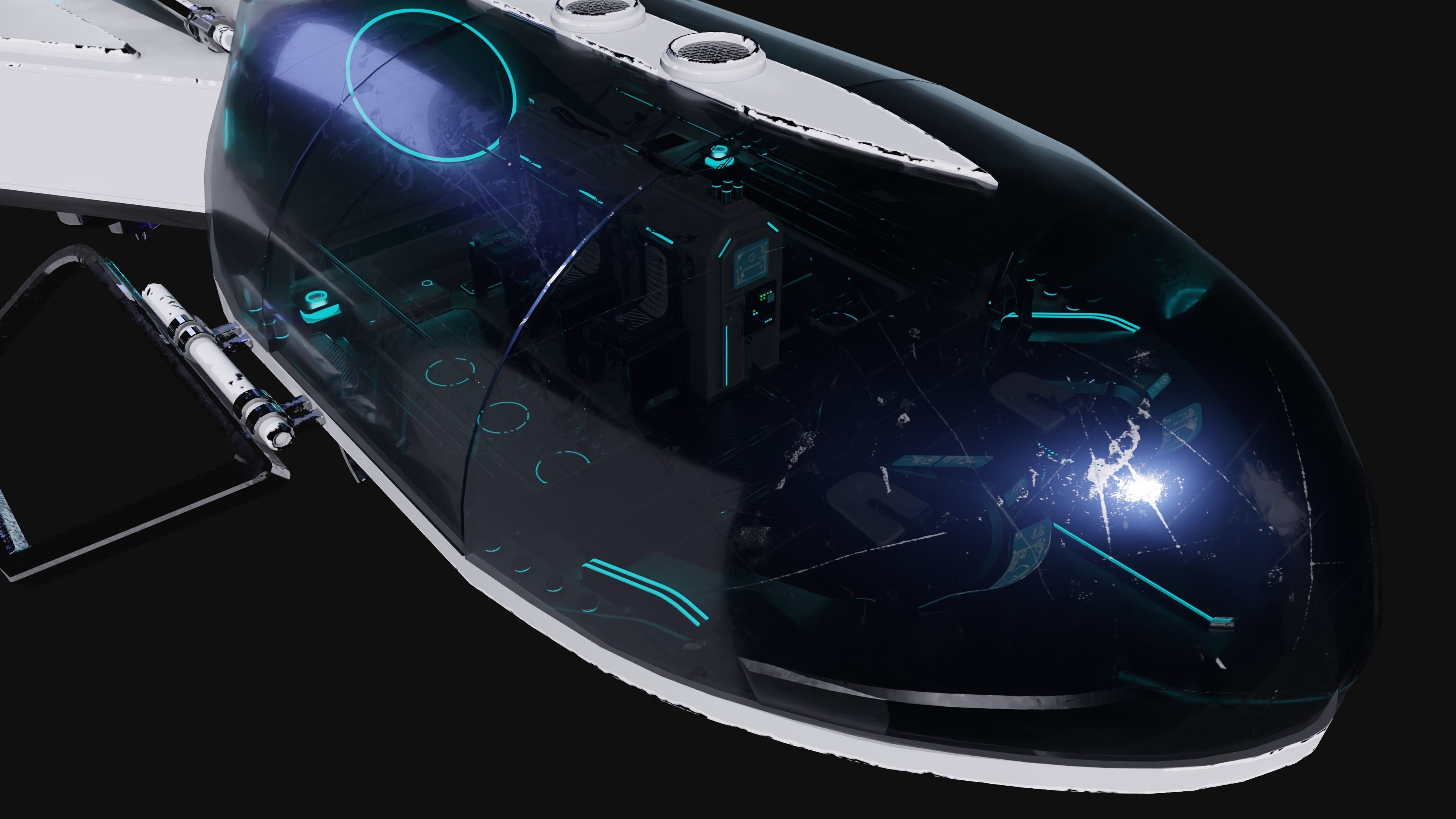 Spaceship with Cockpit Low-poly 3D model_4