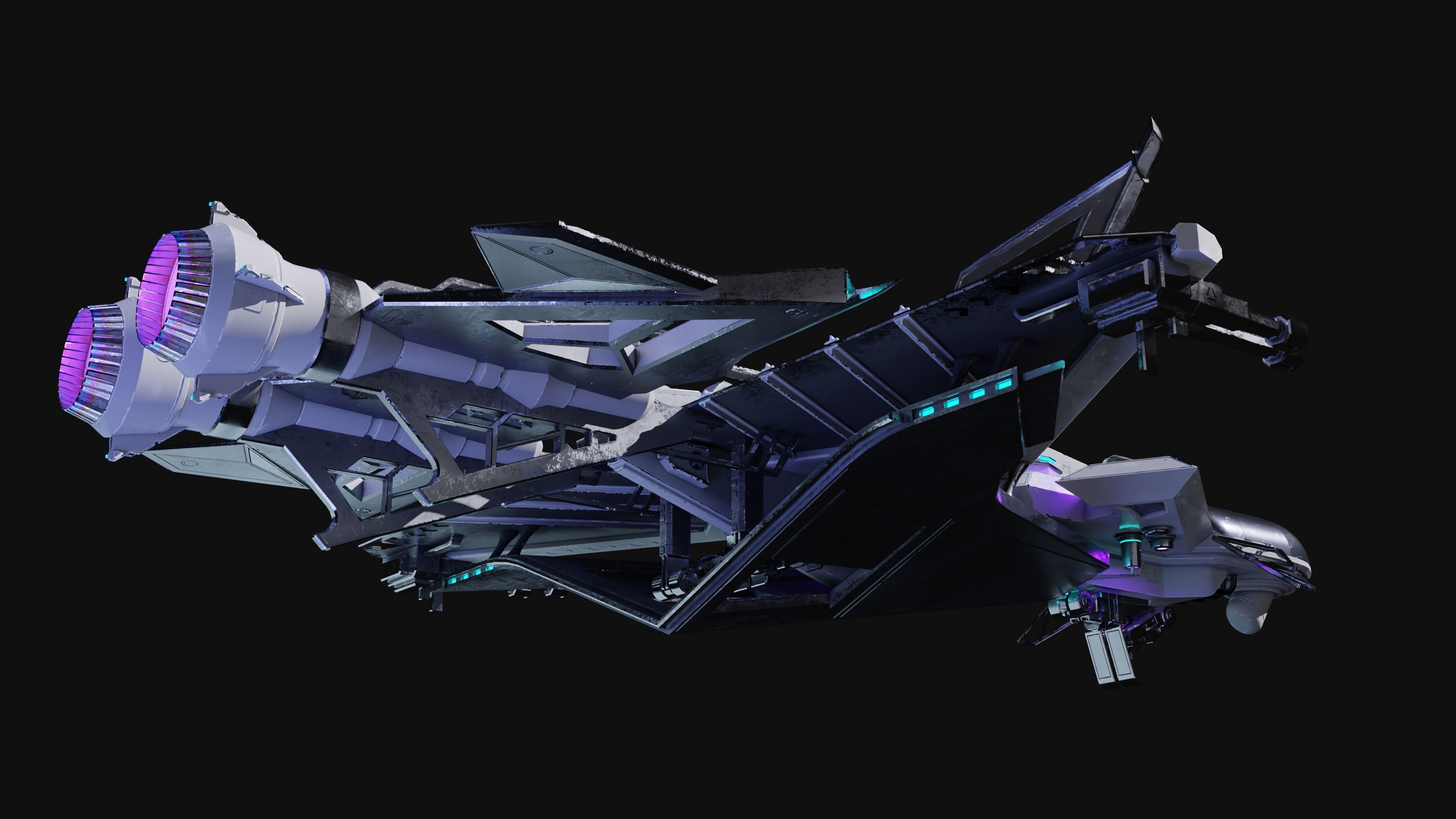 Spaceship with Cockpit Low-poly 3D model_22