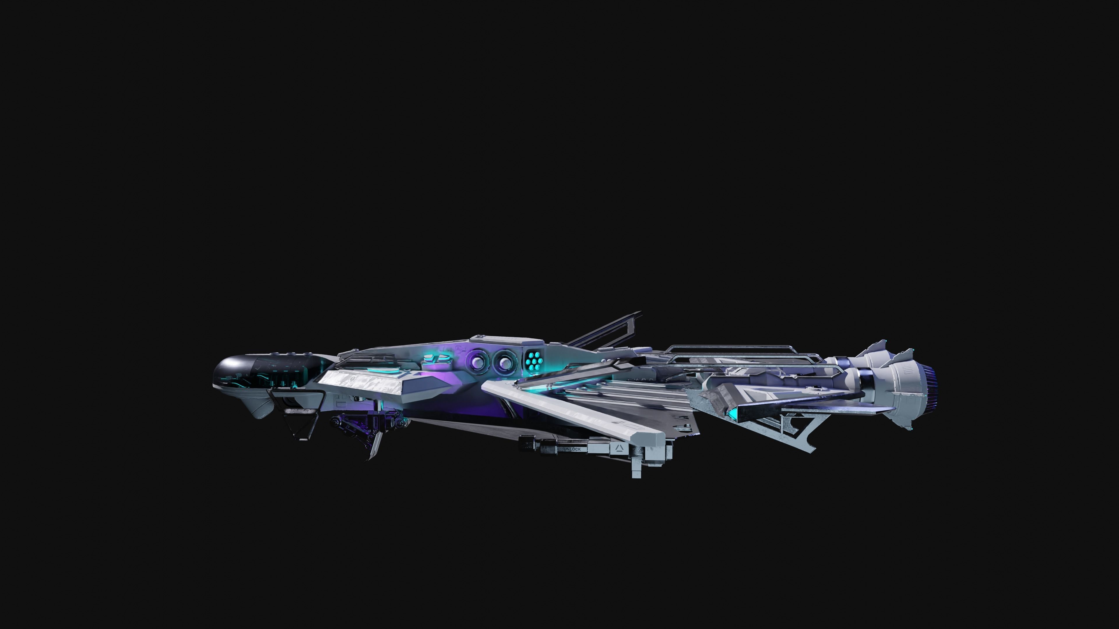 Spaceship with Cockpit Low-poly 3D model_20