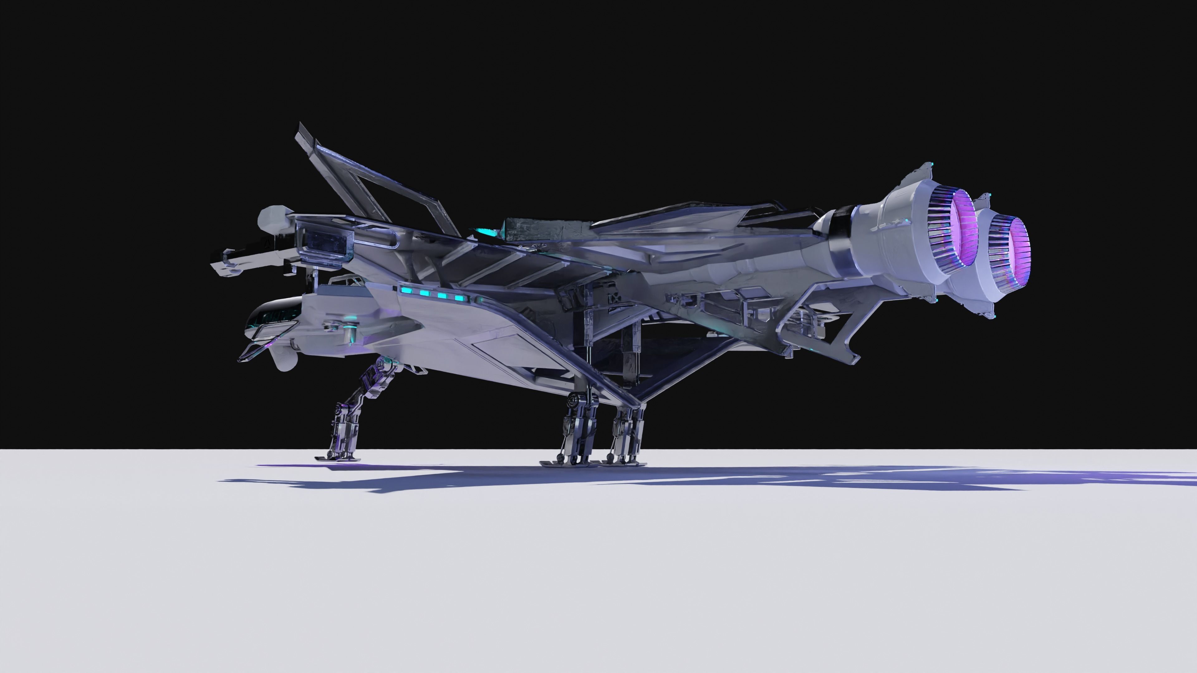 Spaceship with Cockpit Low-poly 3D model_41