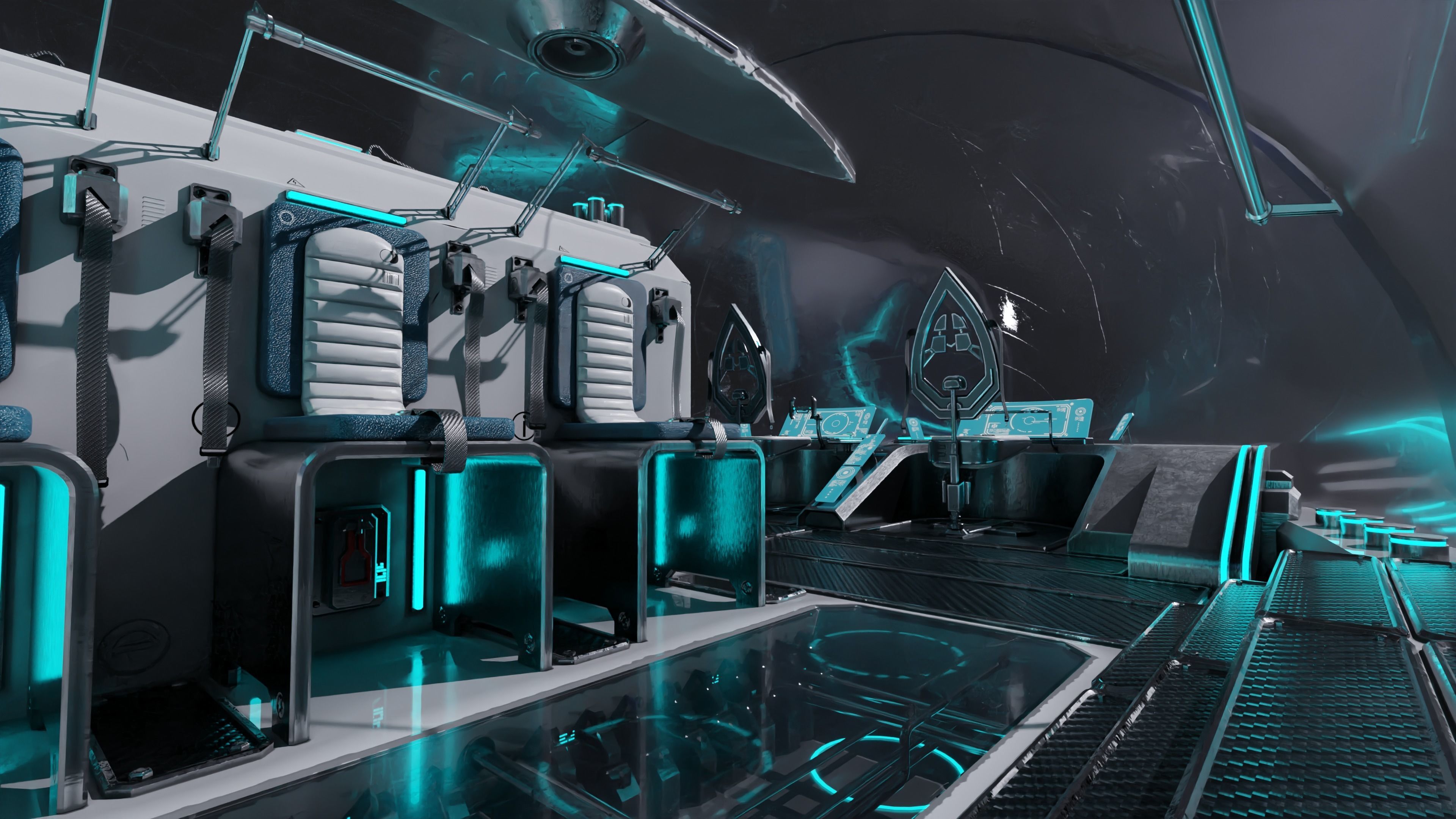 Spaceship with Cockpit Low-poly 3D model_3