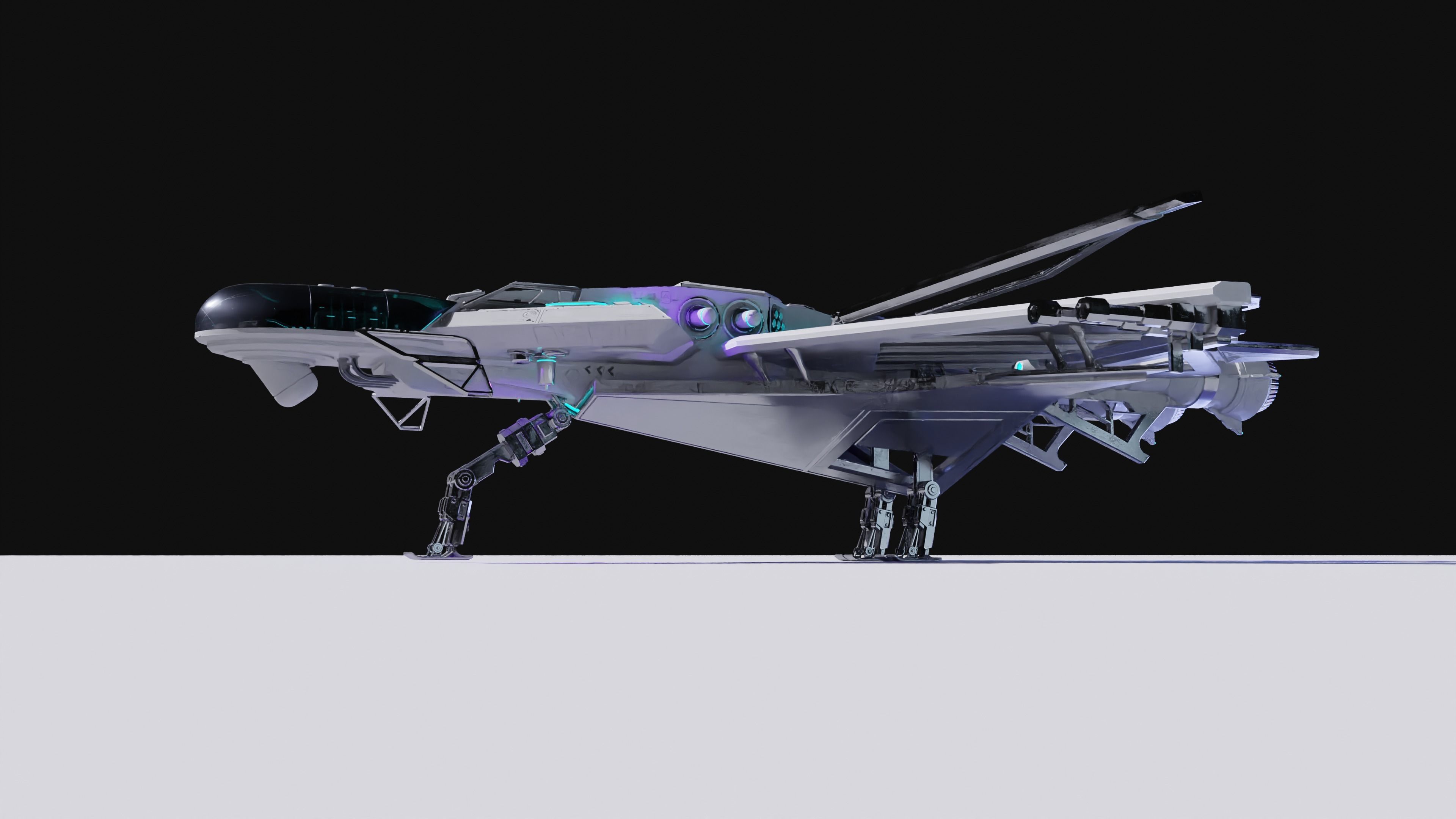 Spaceship with Cockpit Low-poly 3D model_39