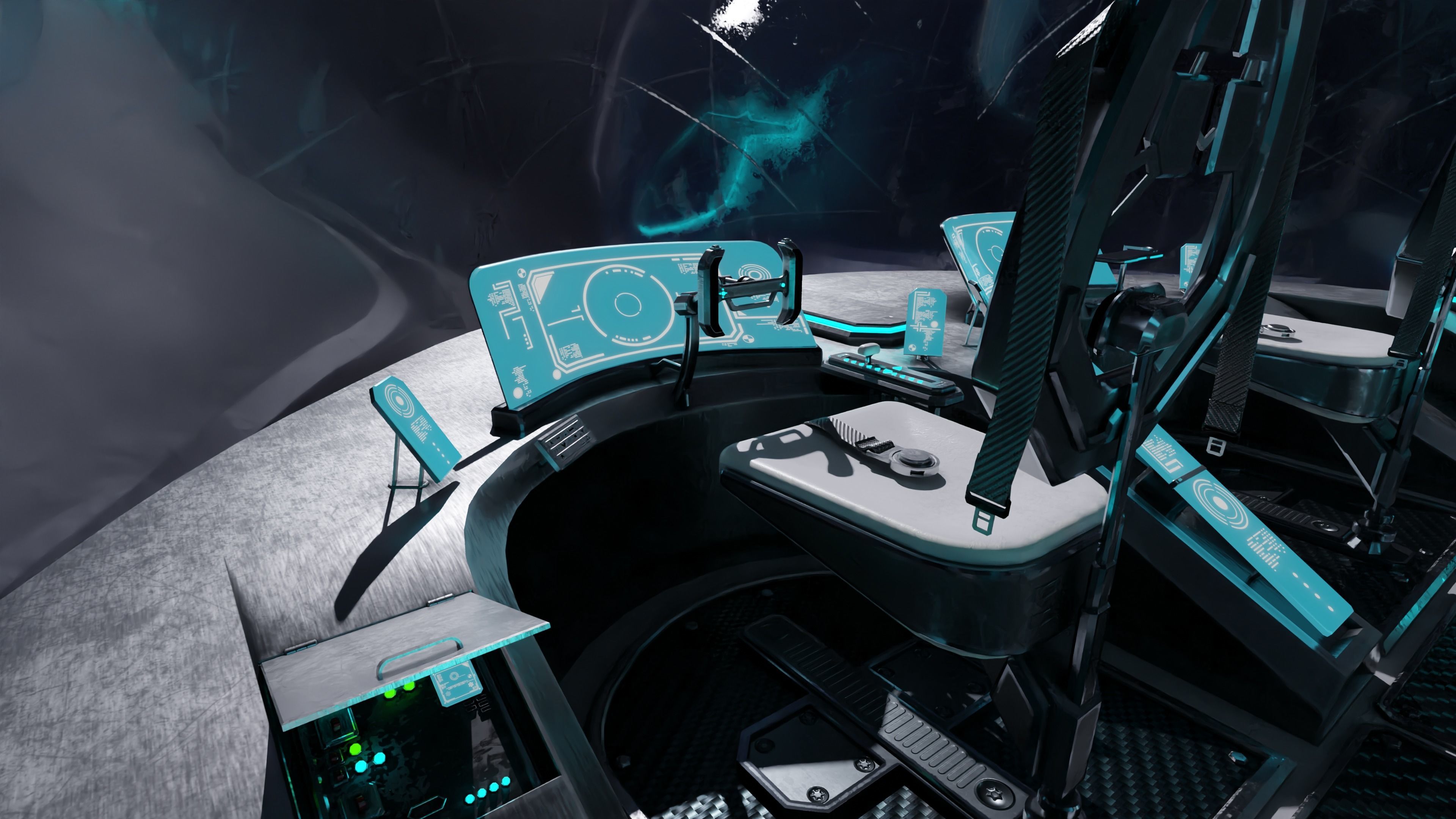 Spaceship with Cockpit Low-poly 3D model_30