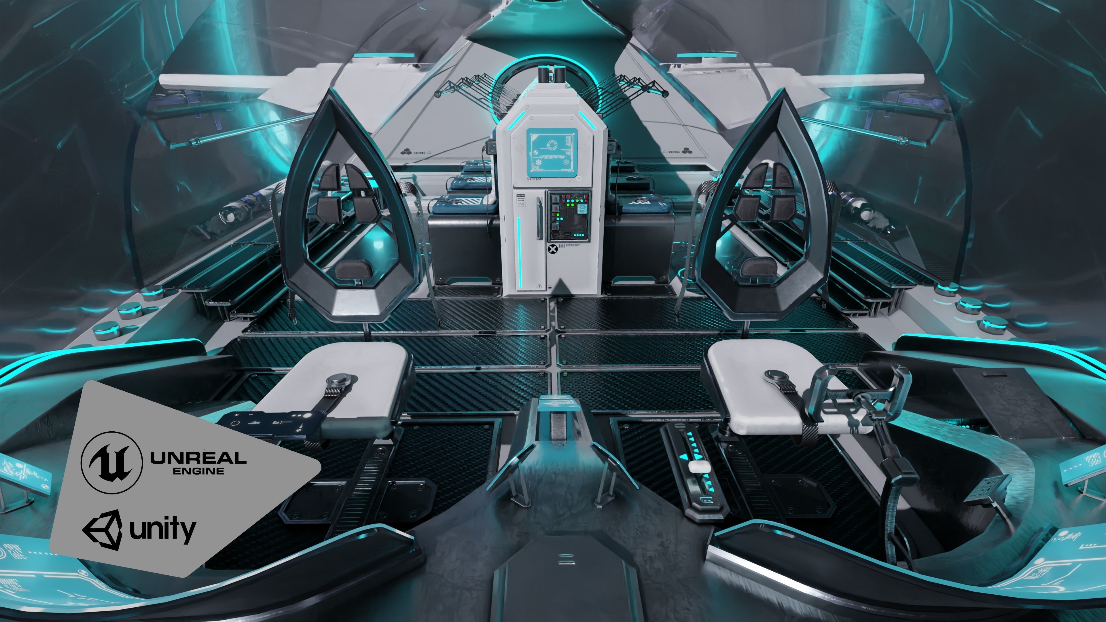 Spaceship with Cockpit Low-poly 3D model_1