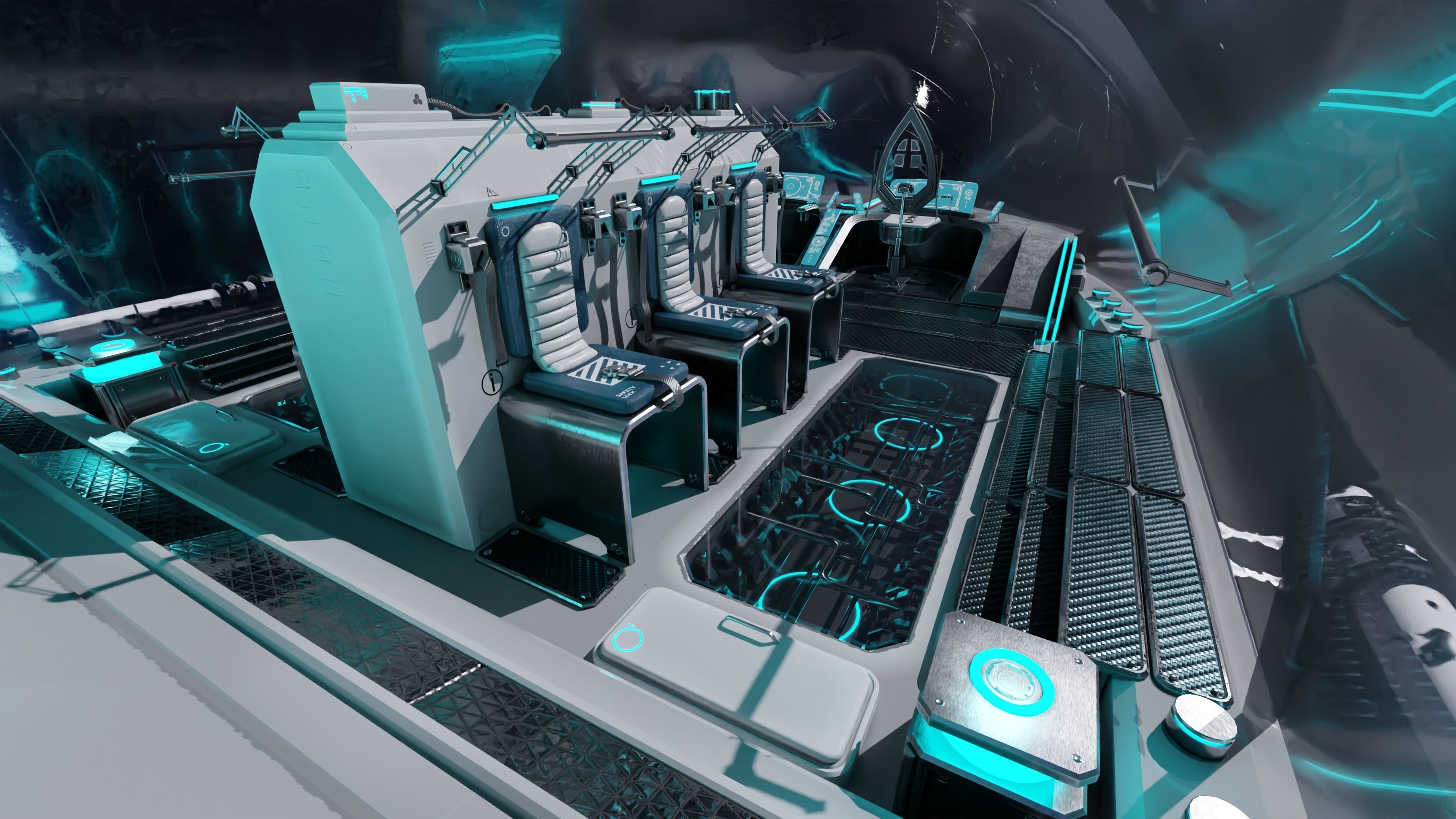 Spaceship with Cockpit Low-poly 3D model_27