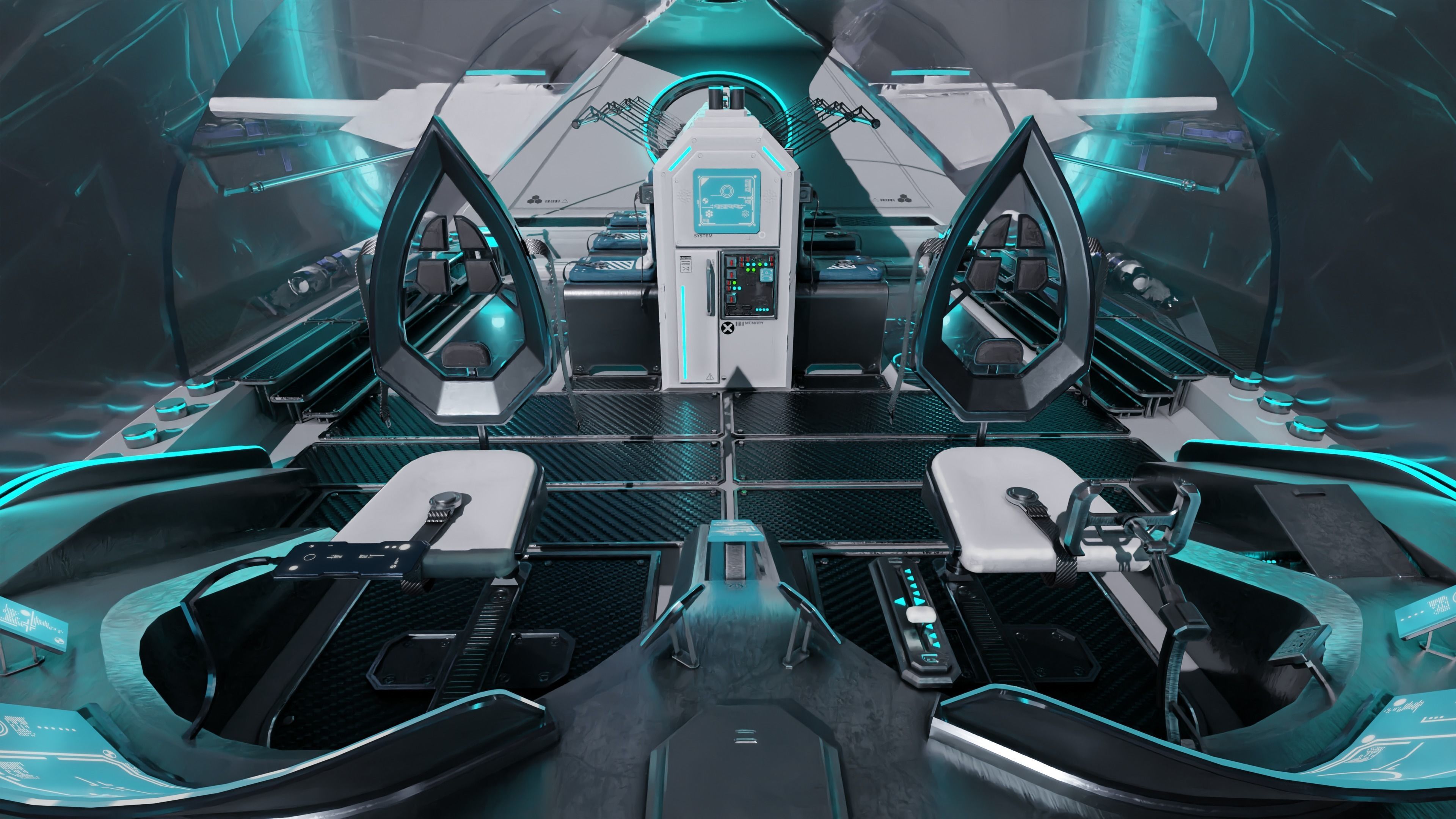 Spaceship with Cockpit Low-poly 3D model_2