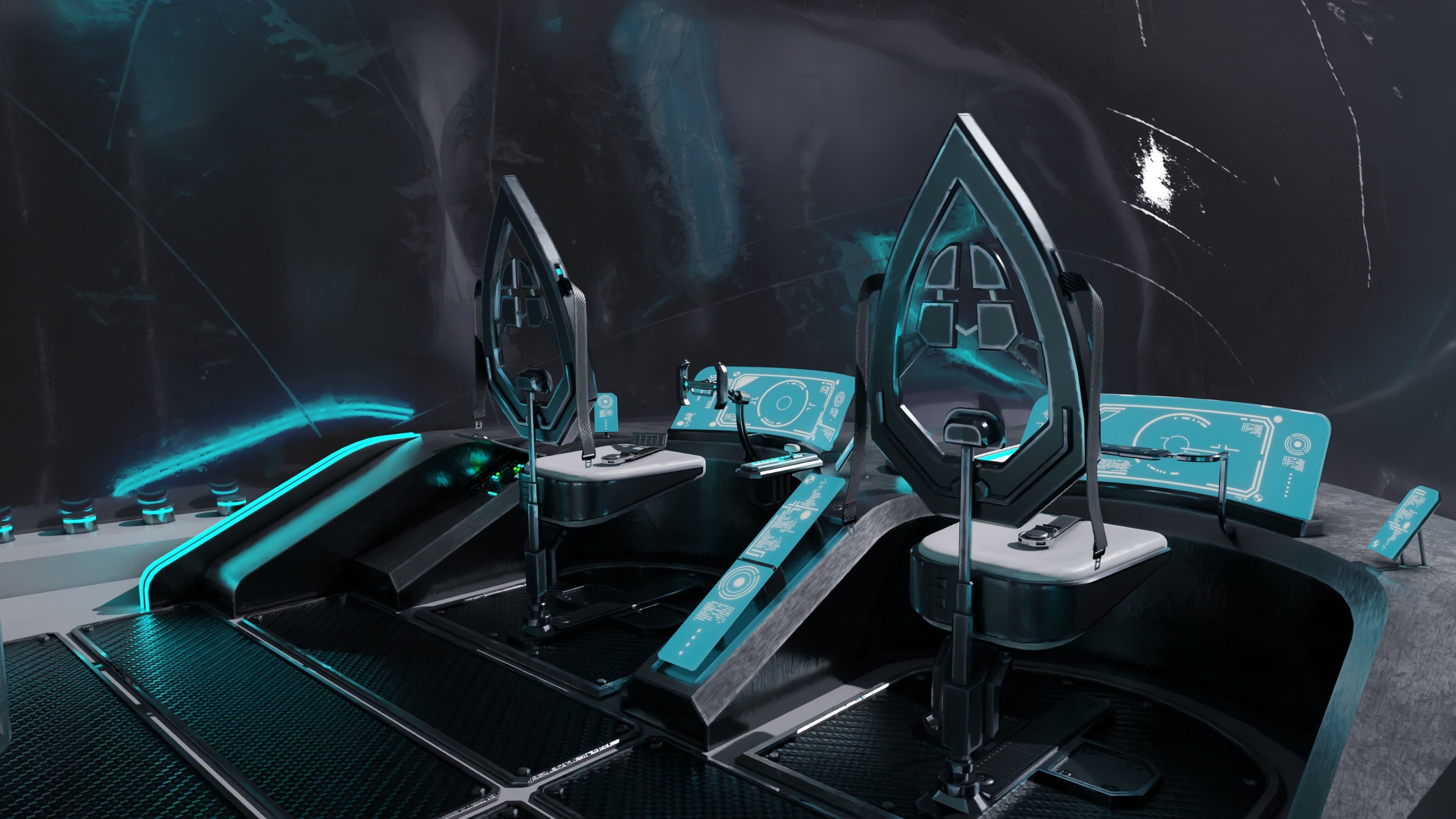 Spaceship with Cockpit Low-poly 3D model_29