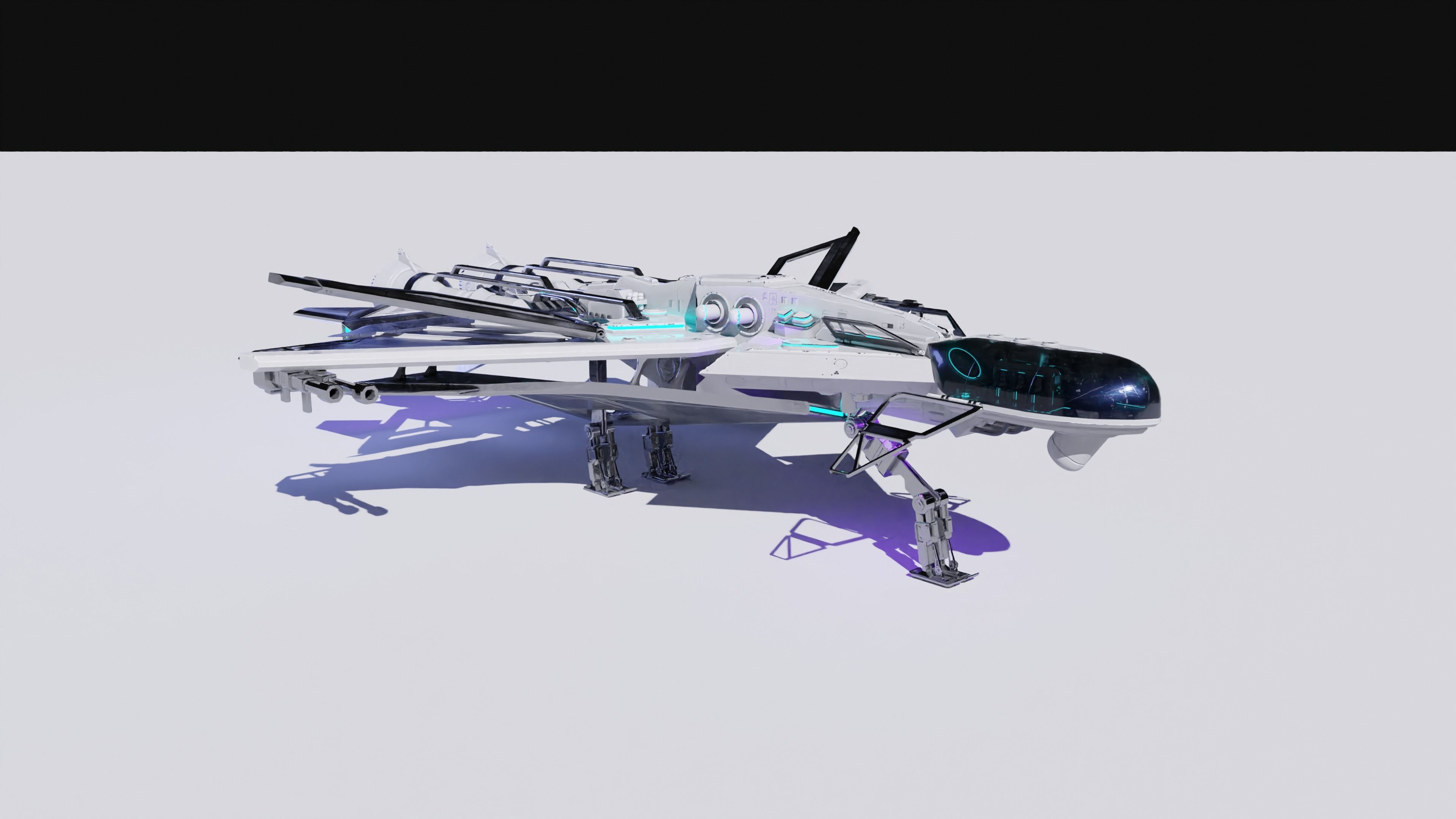 Spaceship with Cockpit Low-poly 3D model_40