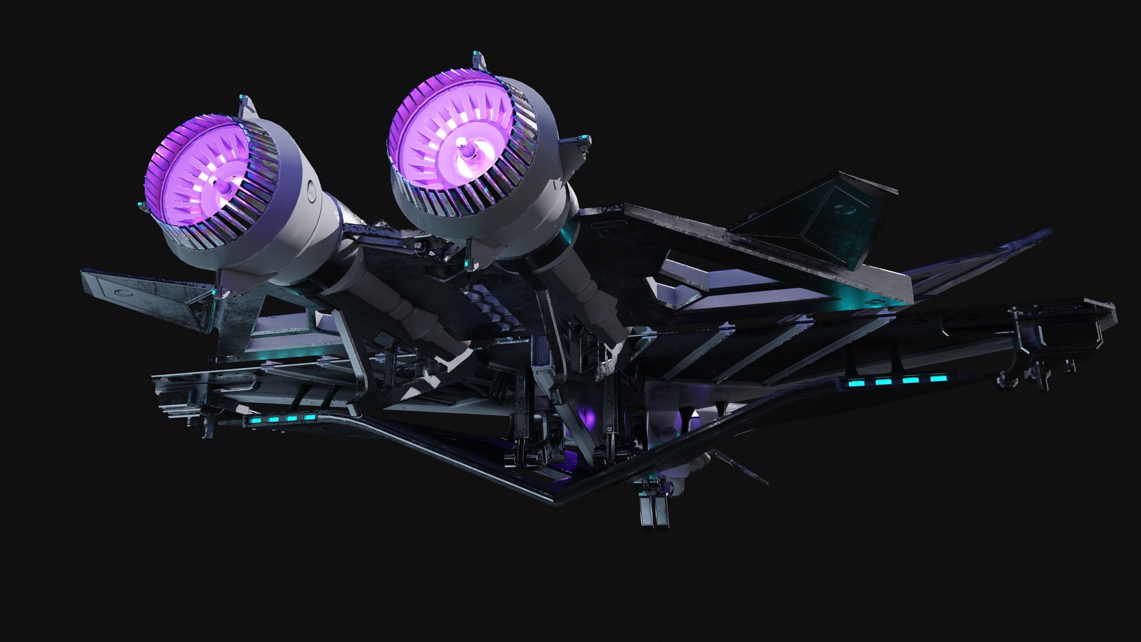 Spaceship with Cockpit Low-poly 3D model_21