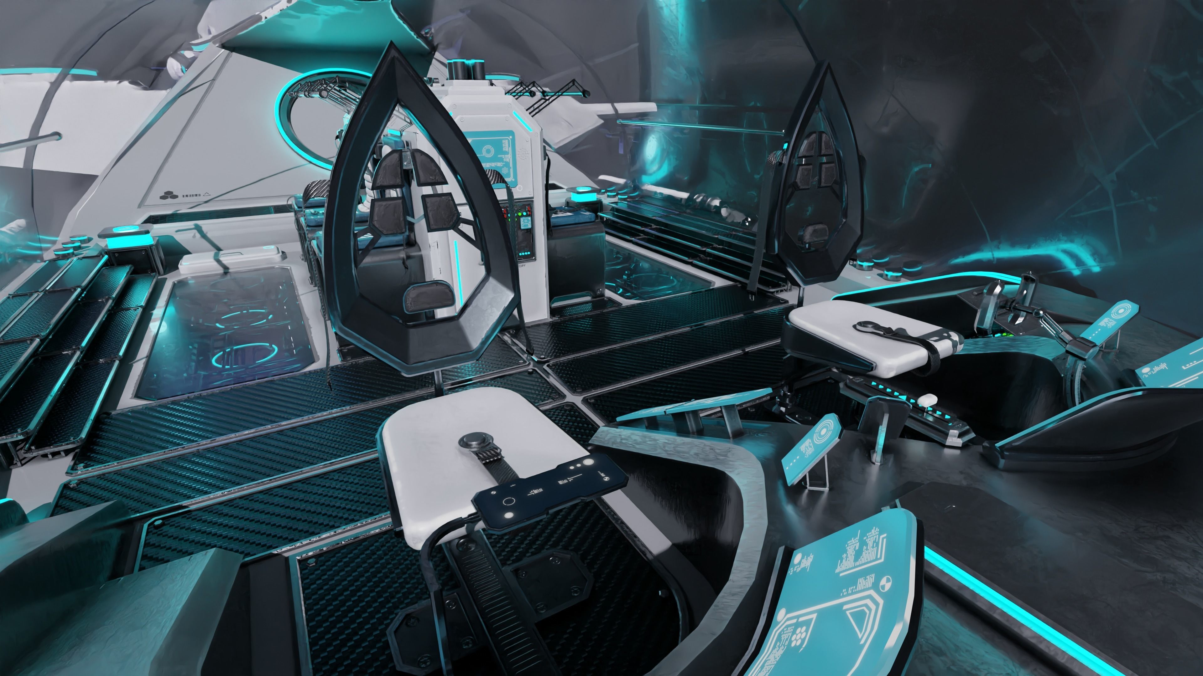 Spaceship with Cockpit Low-poly 3D model_5