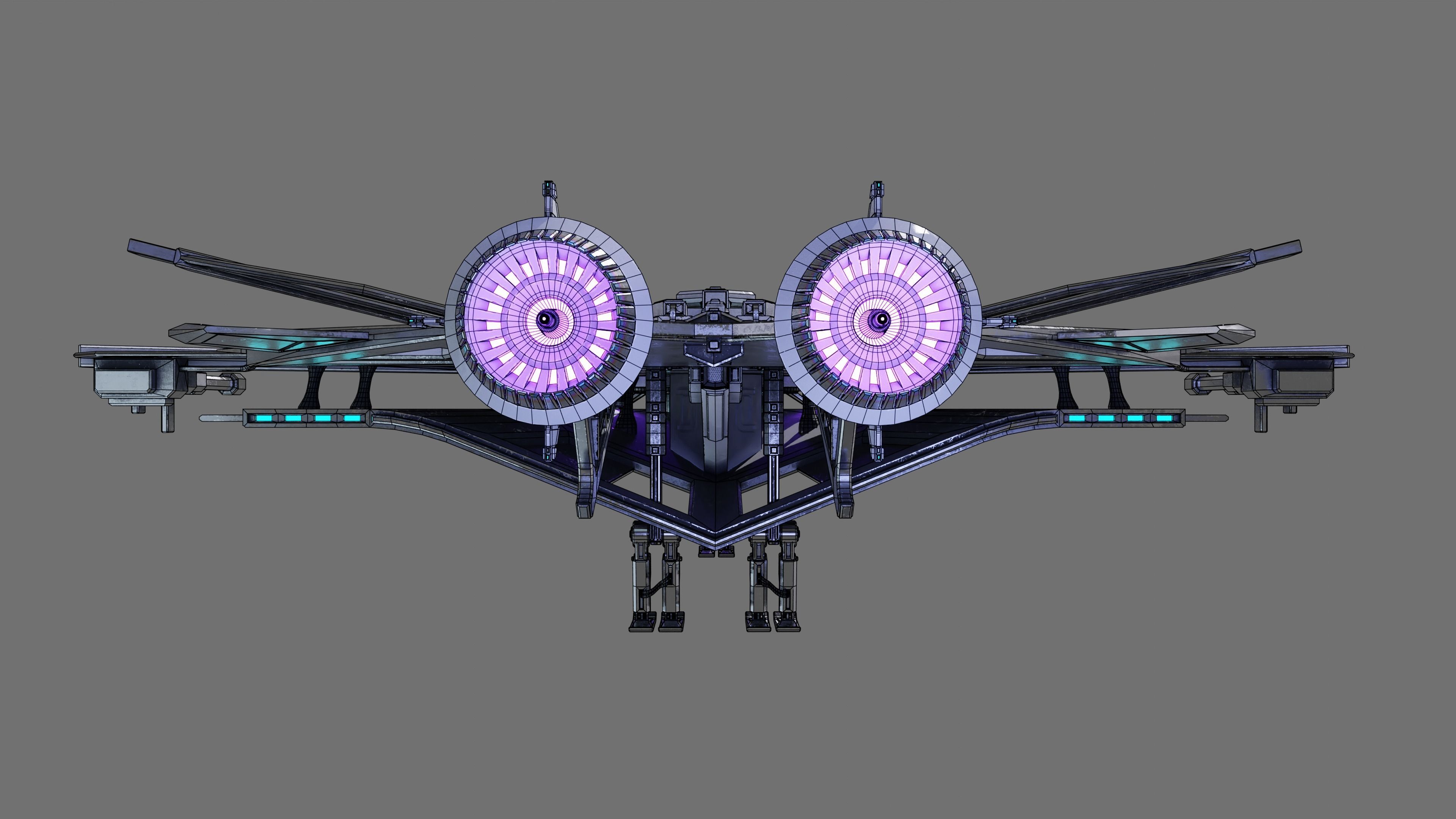 Spaceship with Cockpit Low-poly 3D model_44