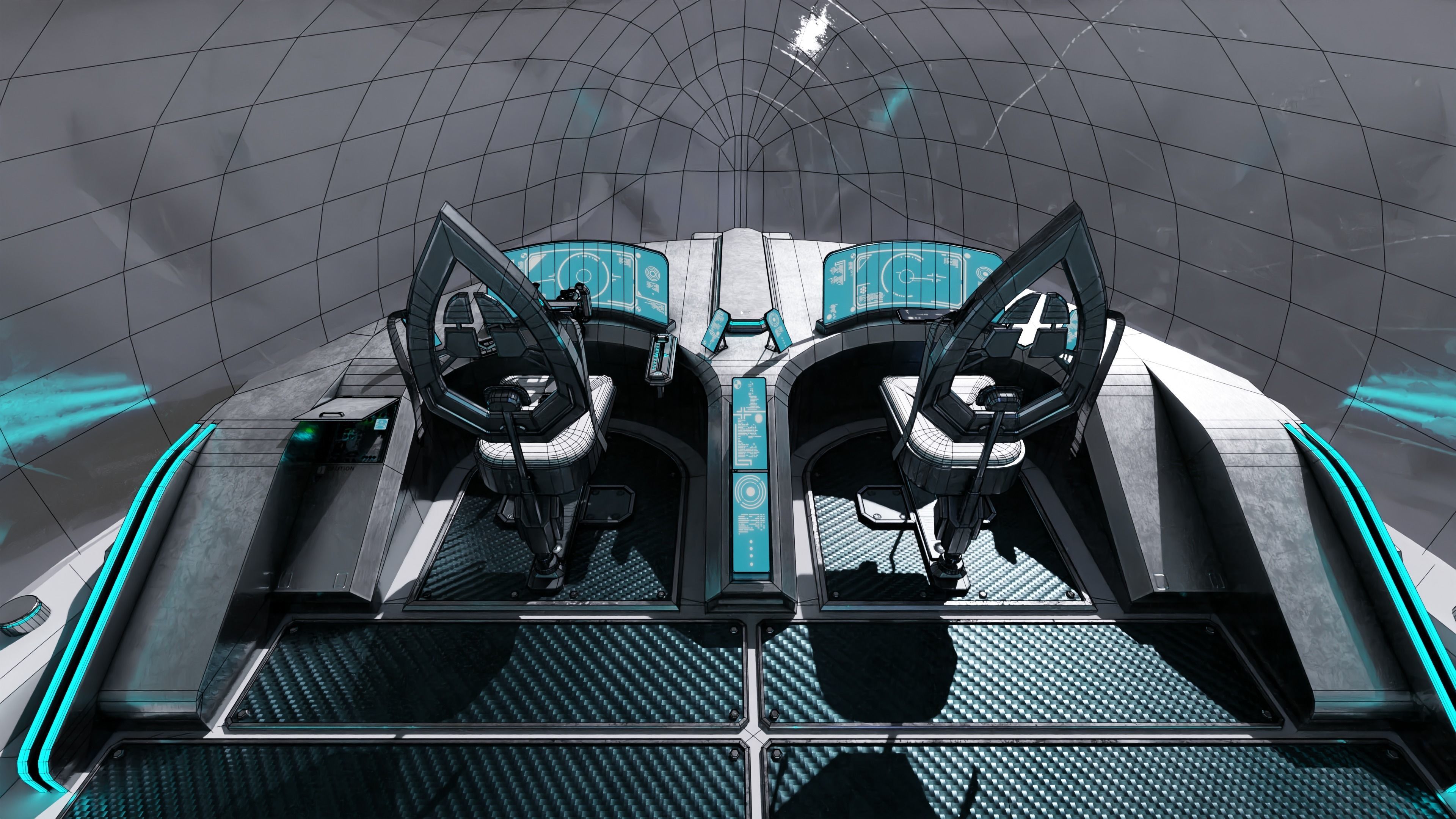 Spaceship with Cockpit Low-poly 3D model_48