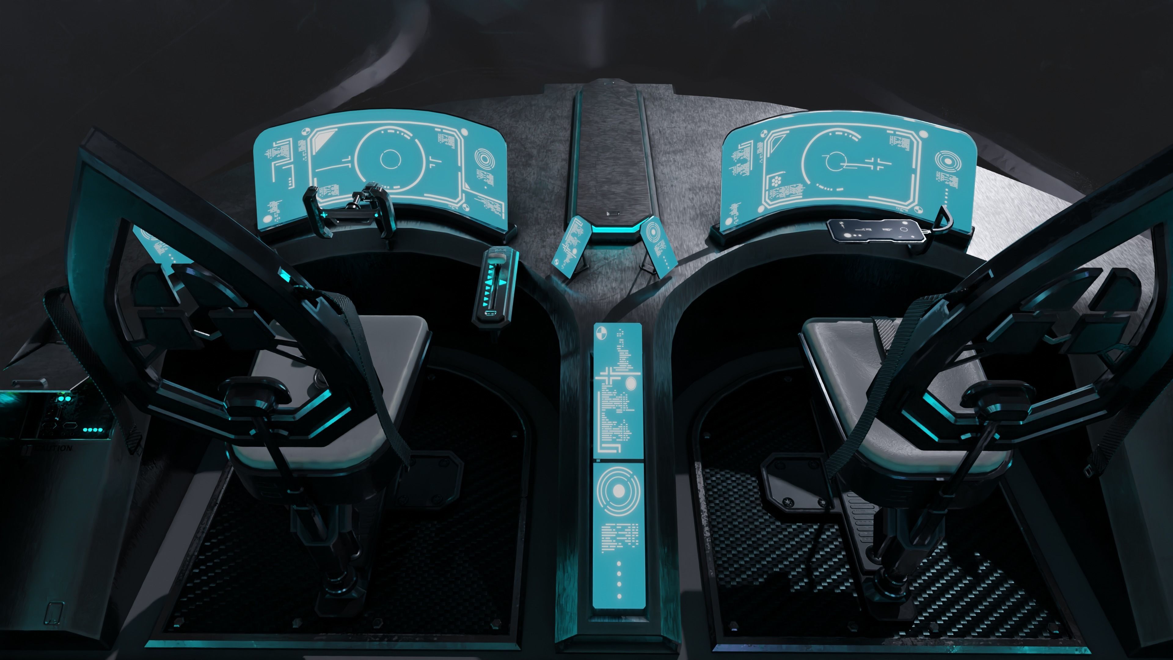 Spaceship with Cockpit Low-poly 3D model_23