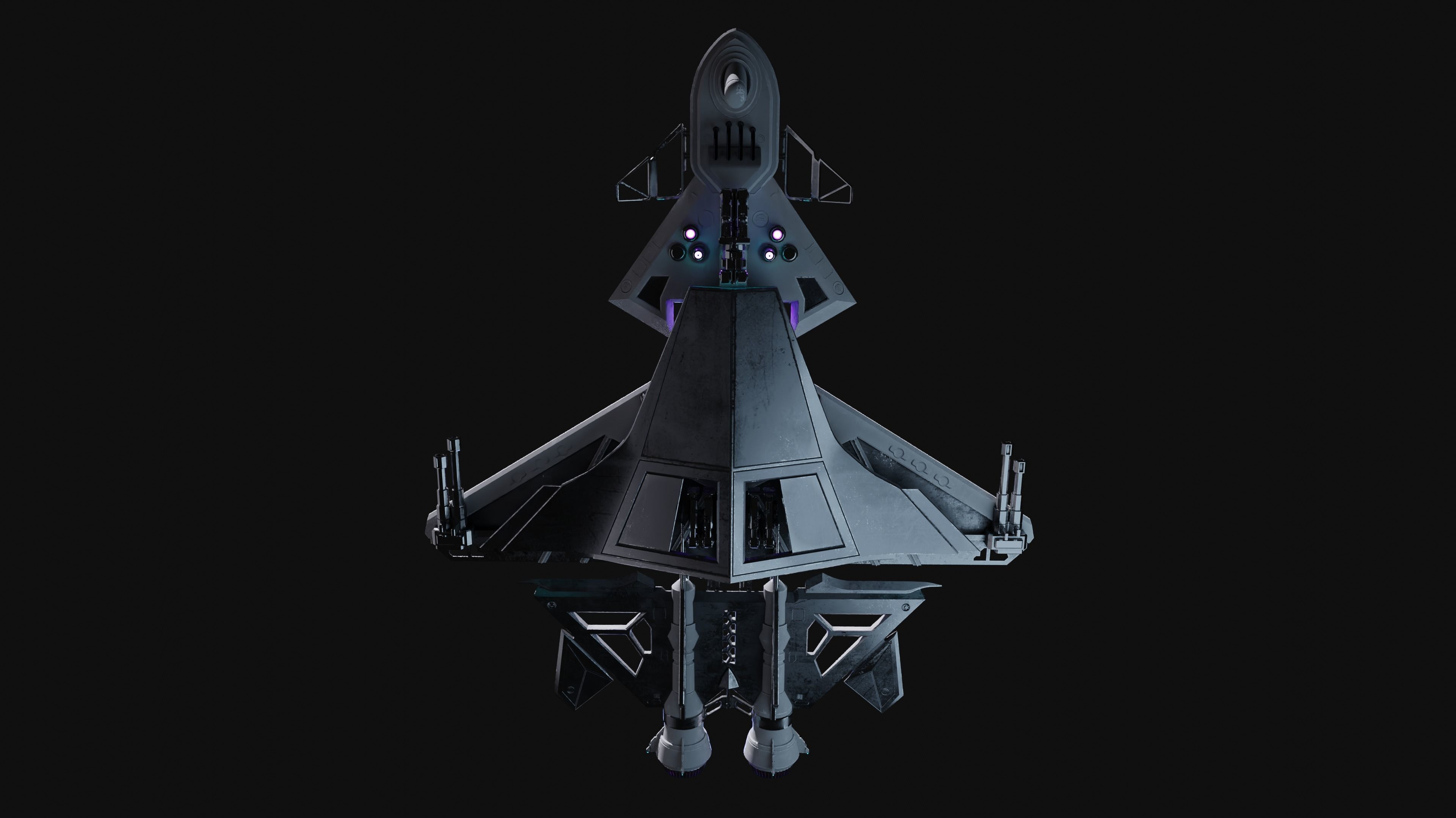 Spaceship with Cockpit Low-poly 3D model_14