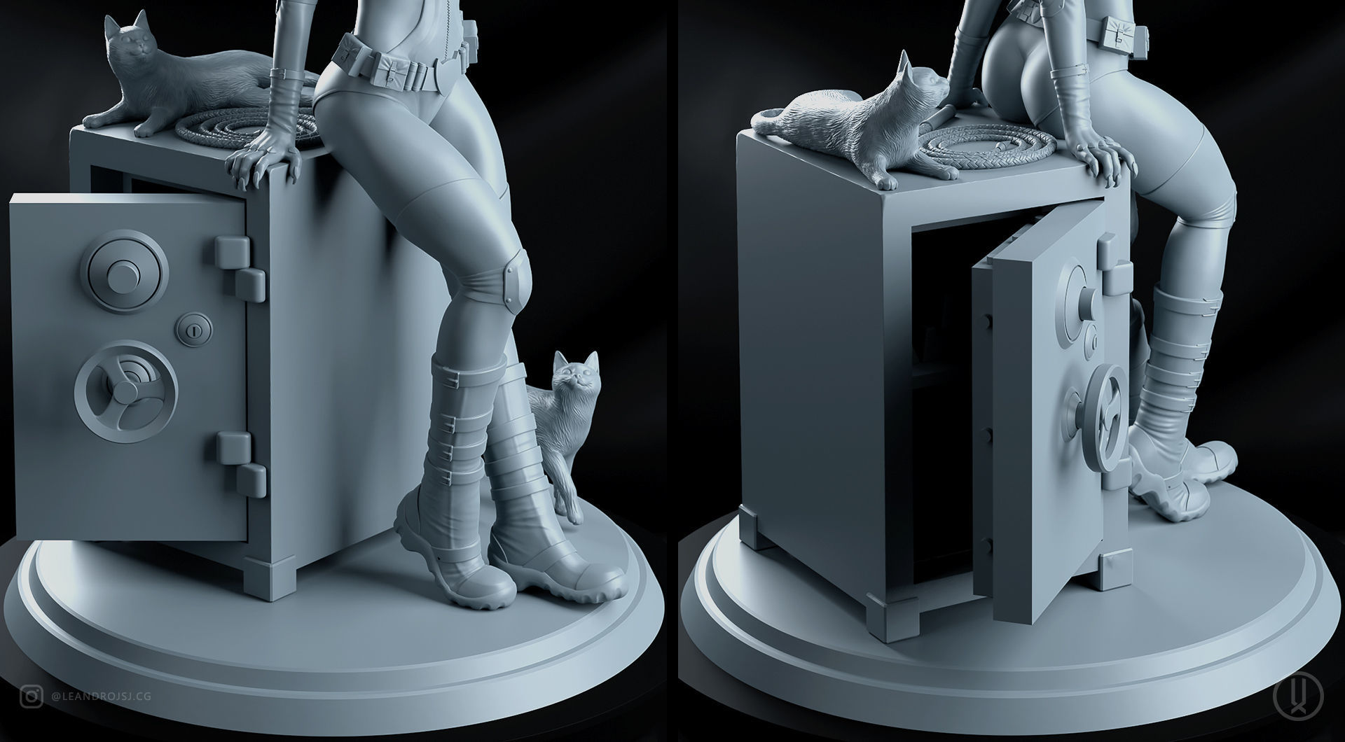 Catwoman statue 3D print model_4
