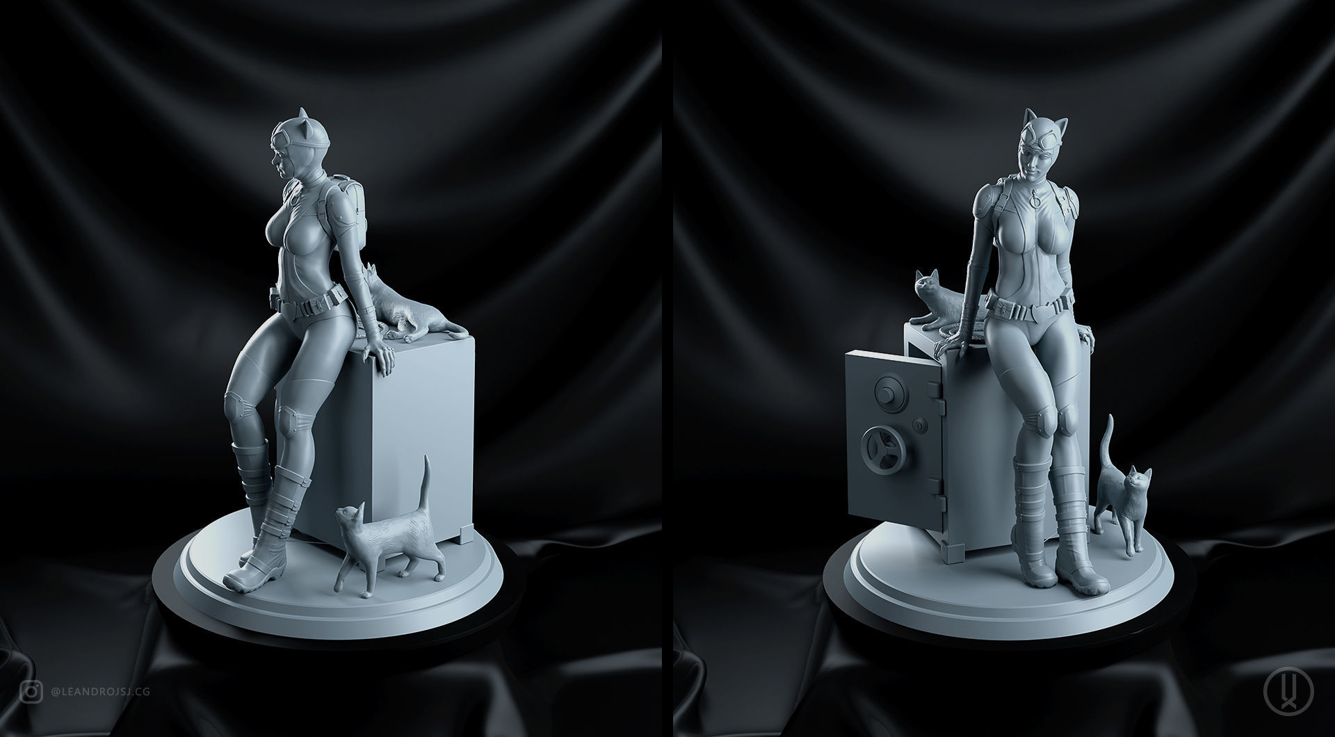Catwoman statue 3D print model_5