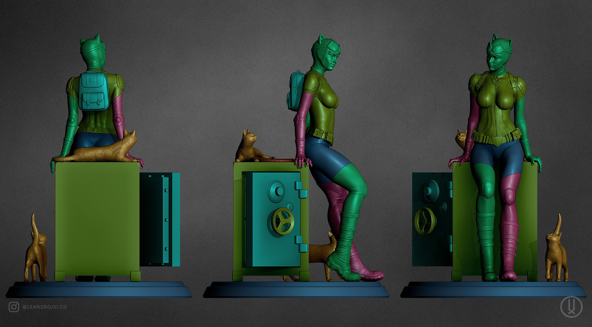 Catwoman statue 3D print model_7