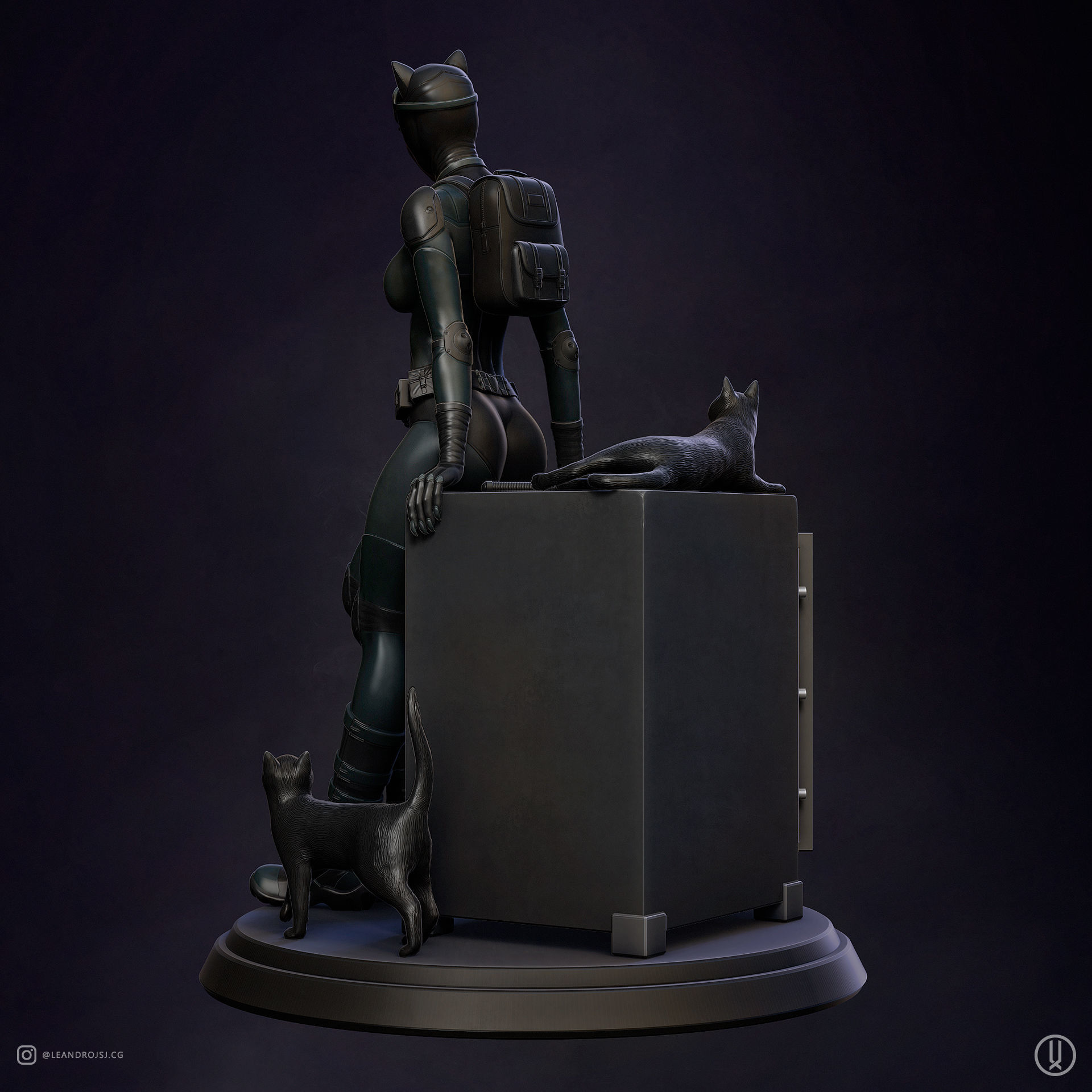 Catwoman statue 3D print model_2